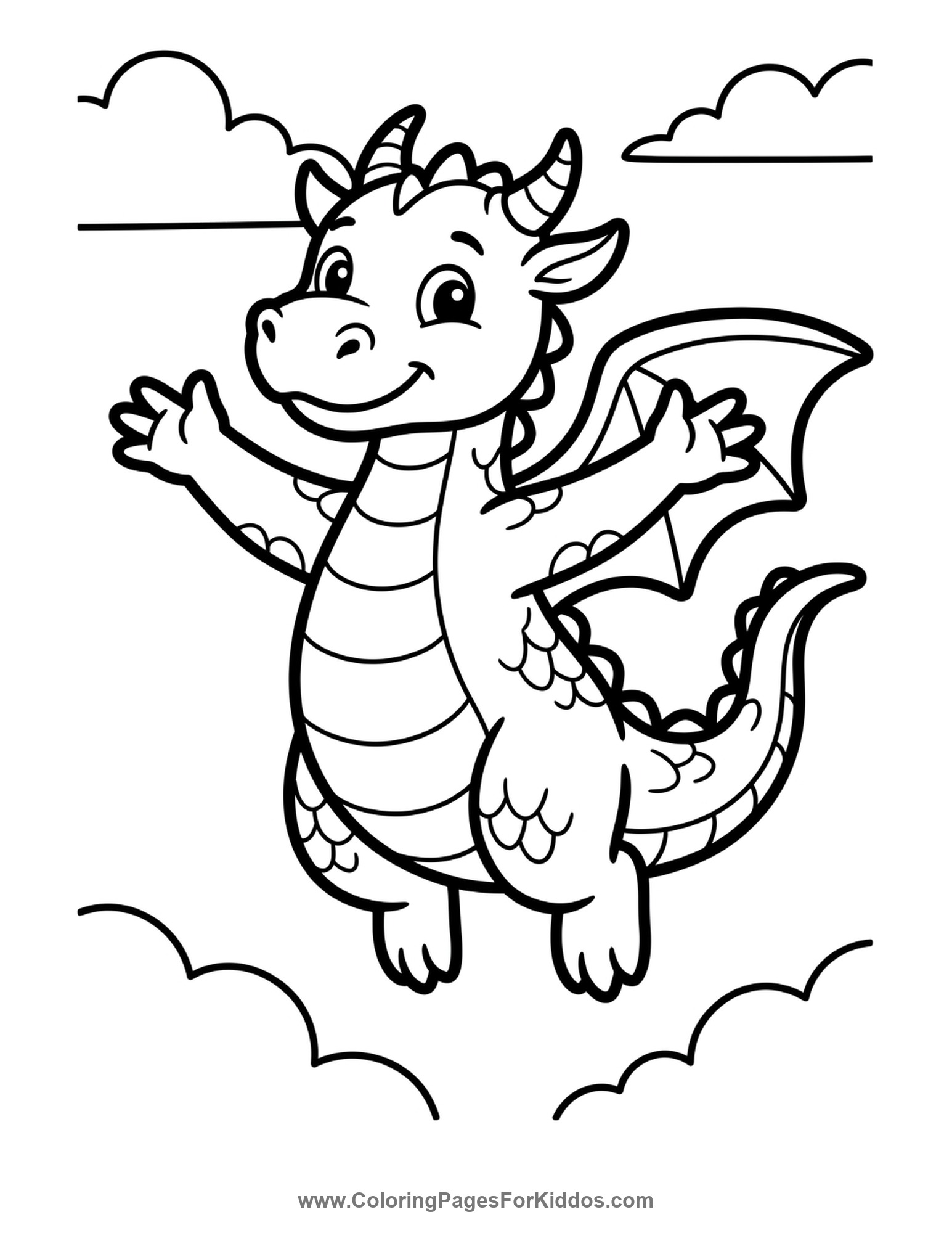 Happy Flying Dragon coloring page