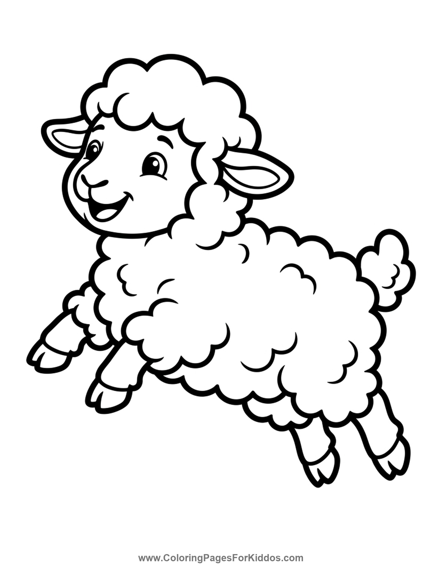 Fluffy Leaping Lamb coloring page