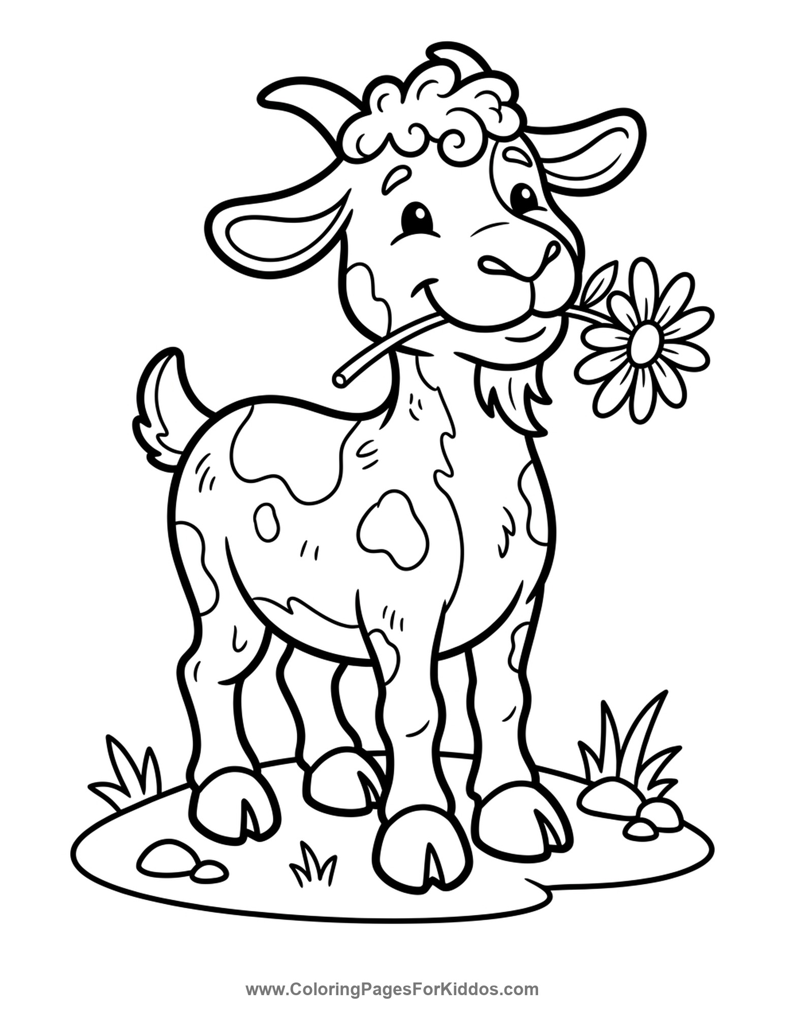 Goat Chewing A Flower coloring page