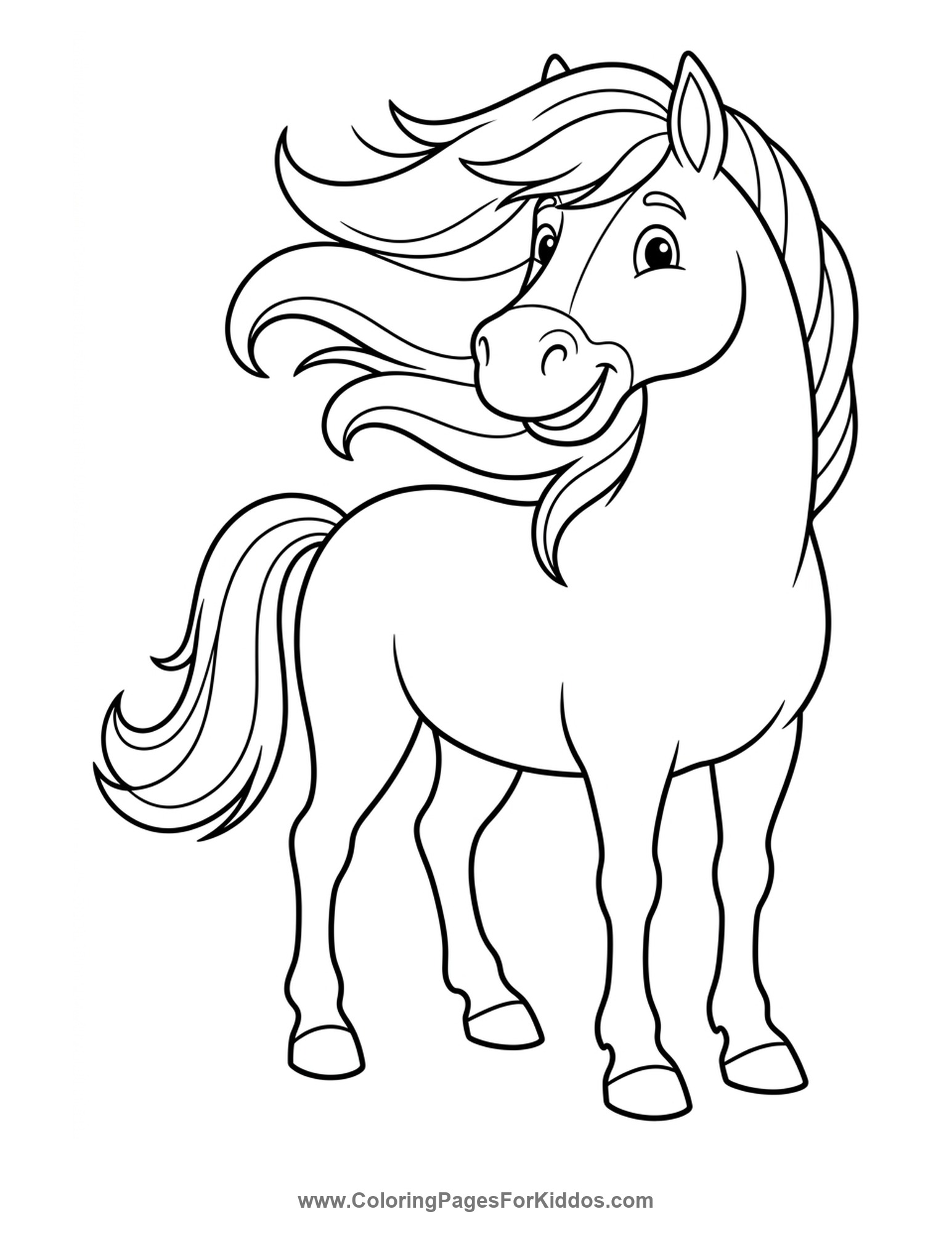 Horse Shaking Its Mane coloring page