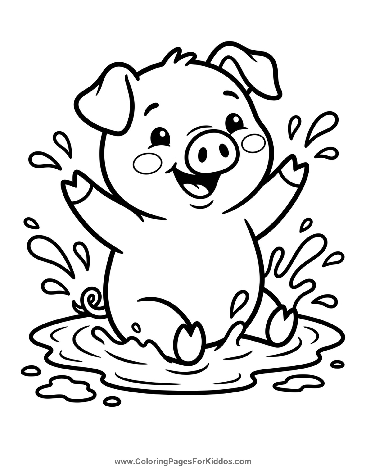 Piglet Splashing In Mud coloring page