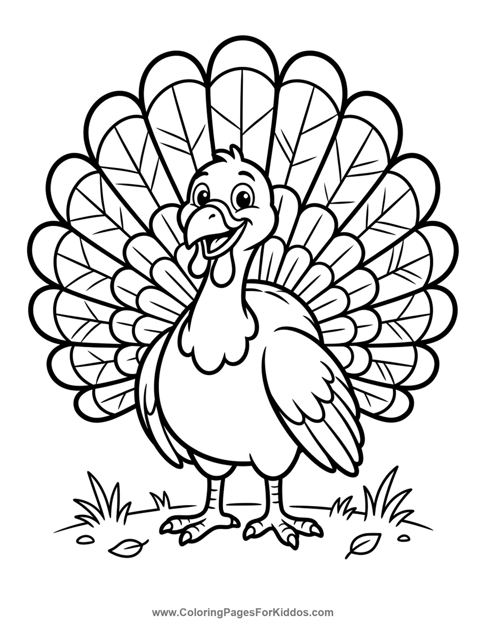 Proud Turkey Fanning Feathers coloring page