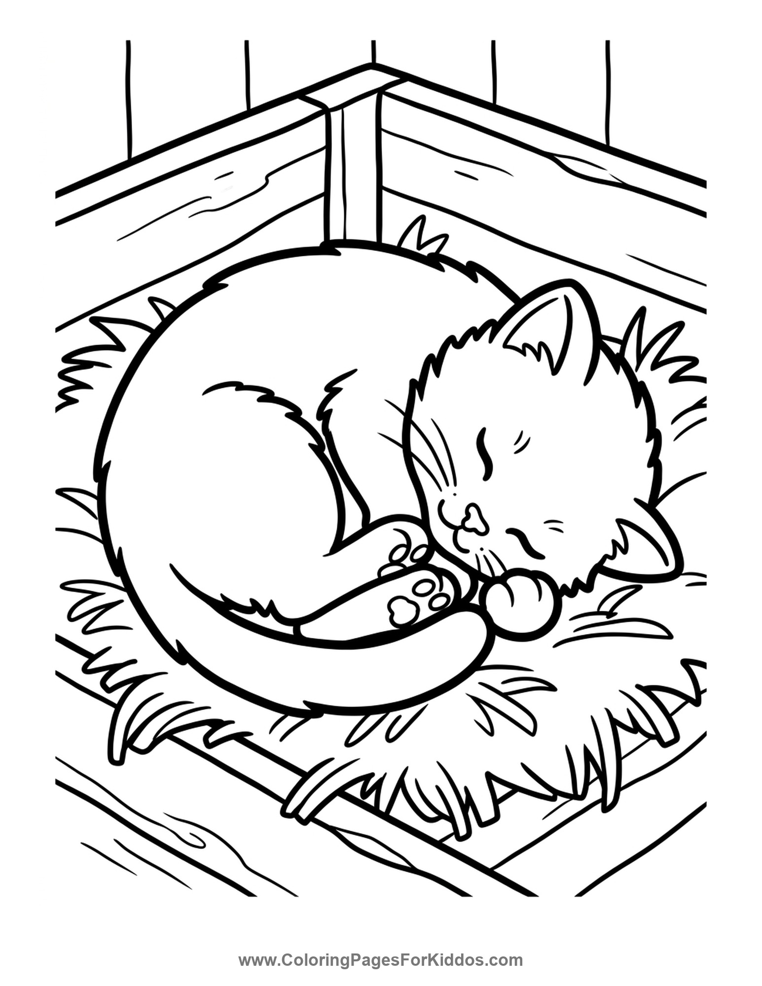 Sleepy Napping Kitten coloring page