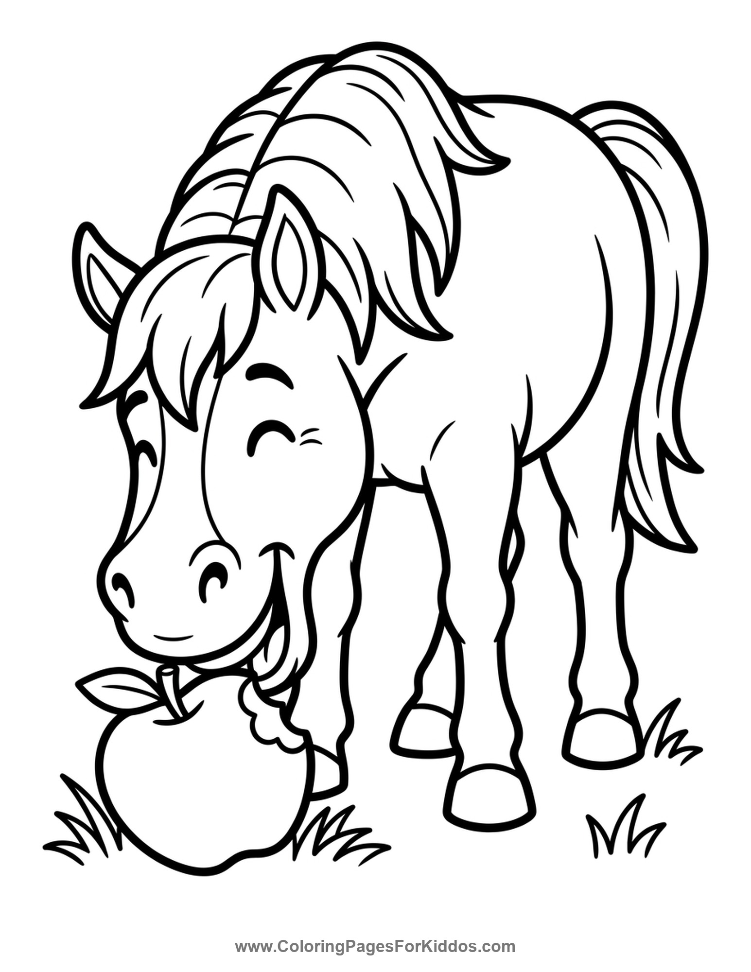 Horse Eating An Apple coloring page
