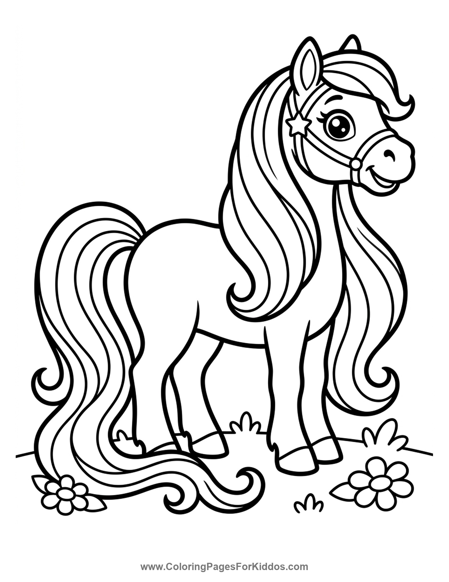 Pony With Long Mane coloring page