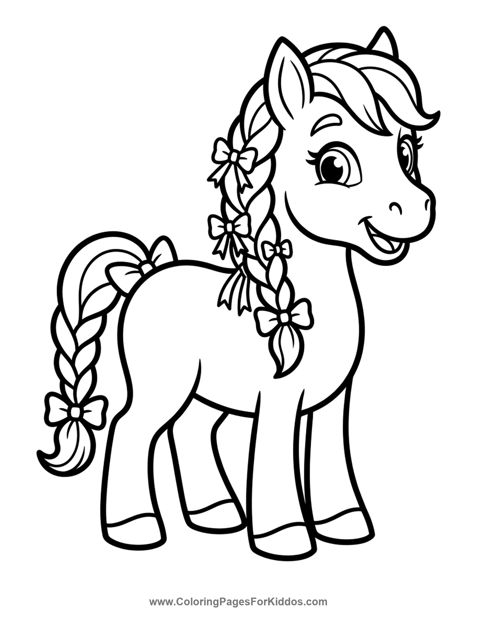 Show Pony With Ribbons coloring page
