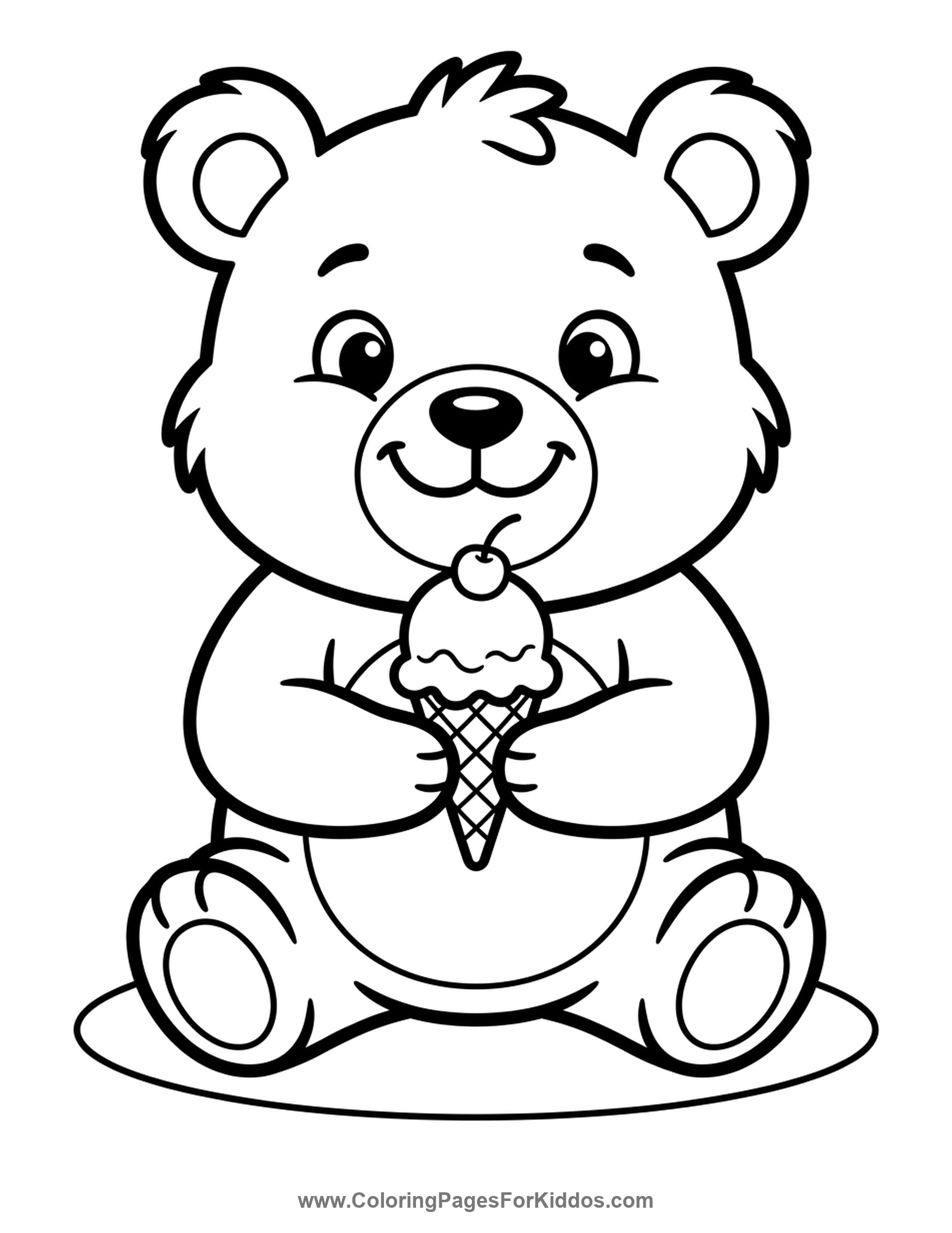 Bear Cub Holding A Cone coloring page