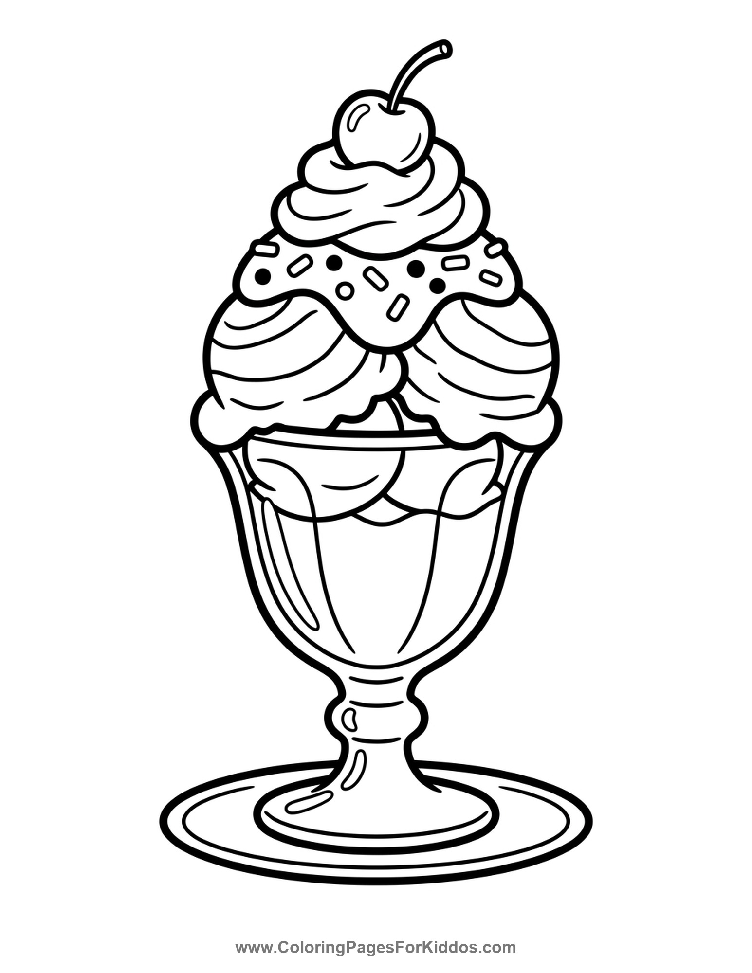 Big Yummy Ice Cream Sundae coloring page