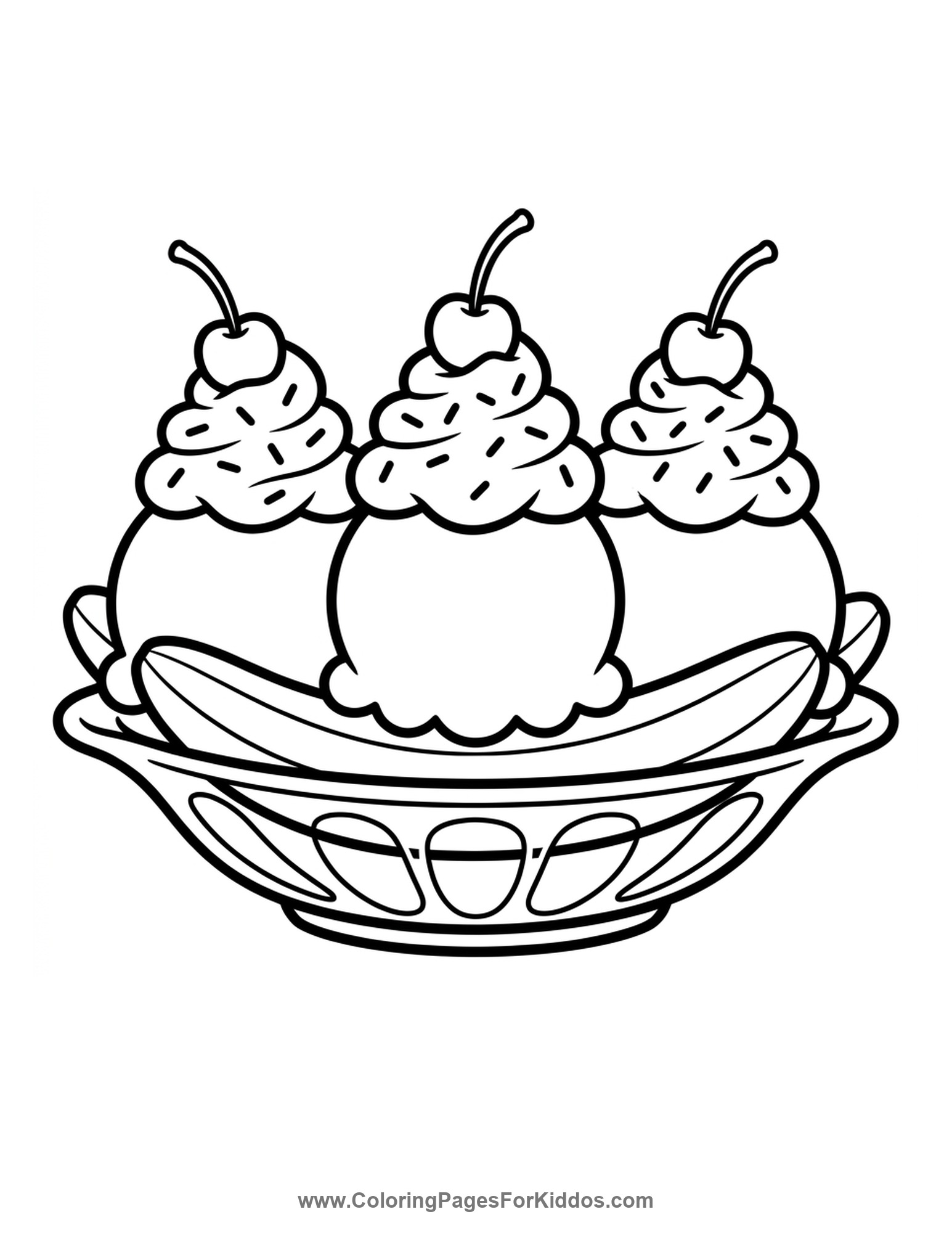 Classic Banana Split Boat coloring page