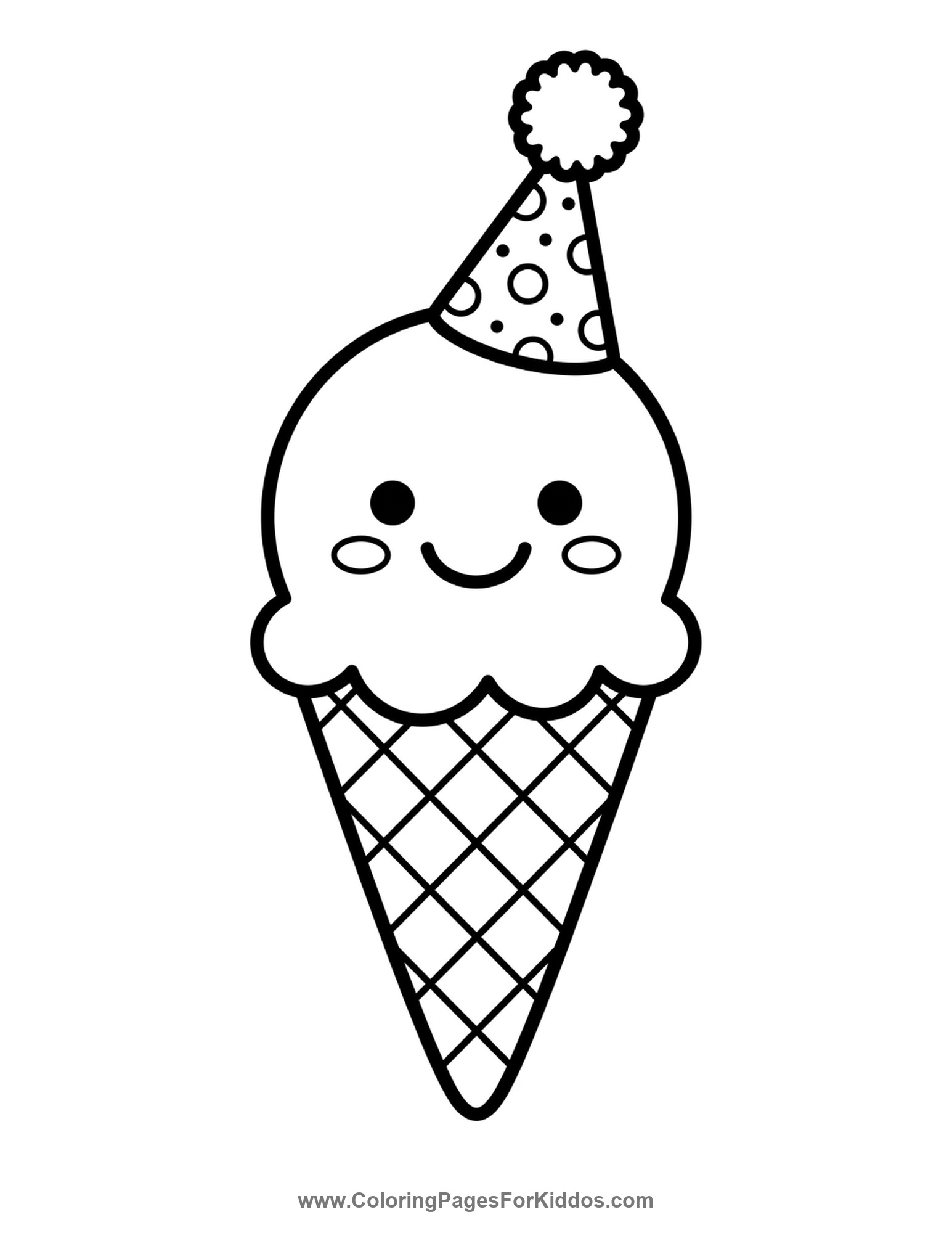 Cone Wearing A Party Hat coloring page