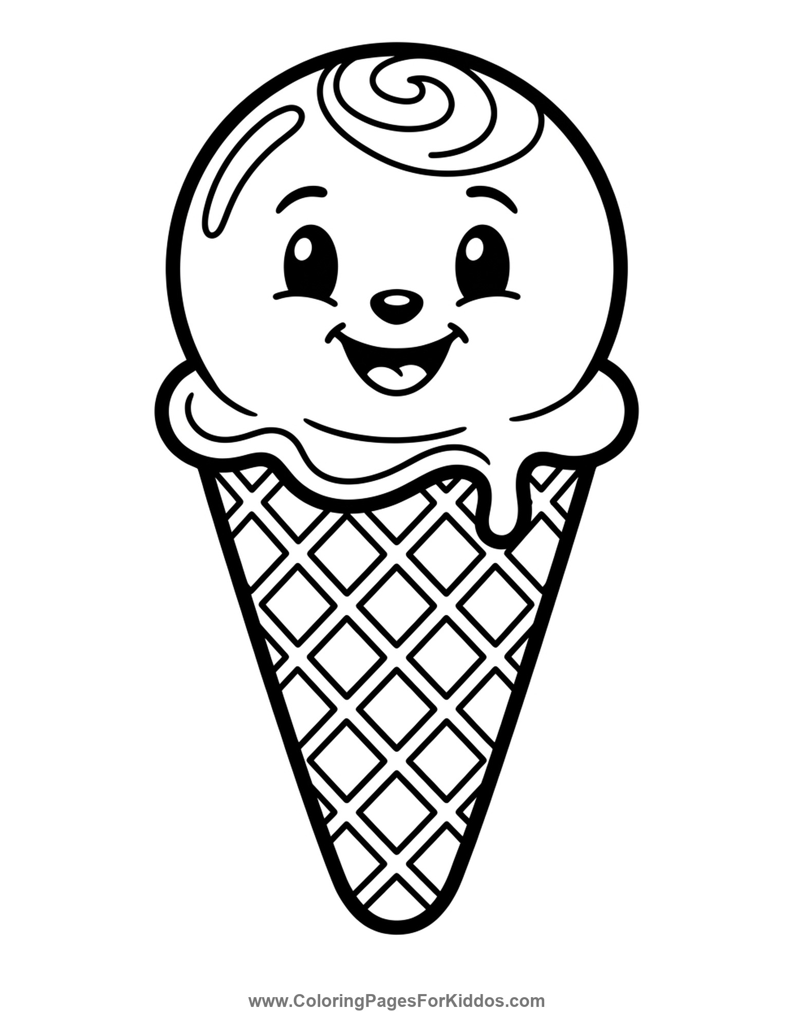 Happy Ice Cream Cone coloring page