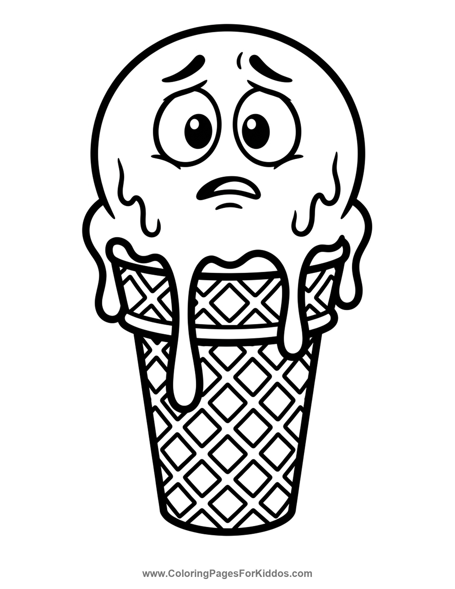 Silly Melting Ice Cream coloring page