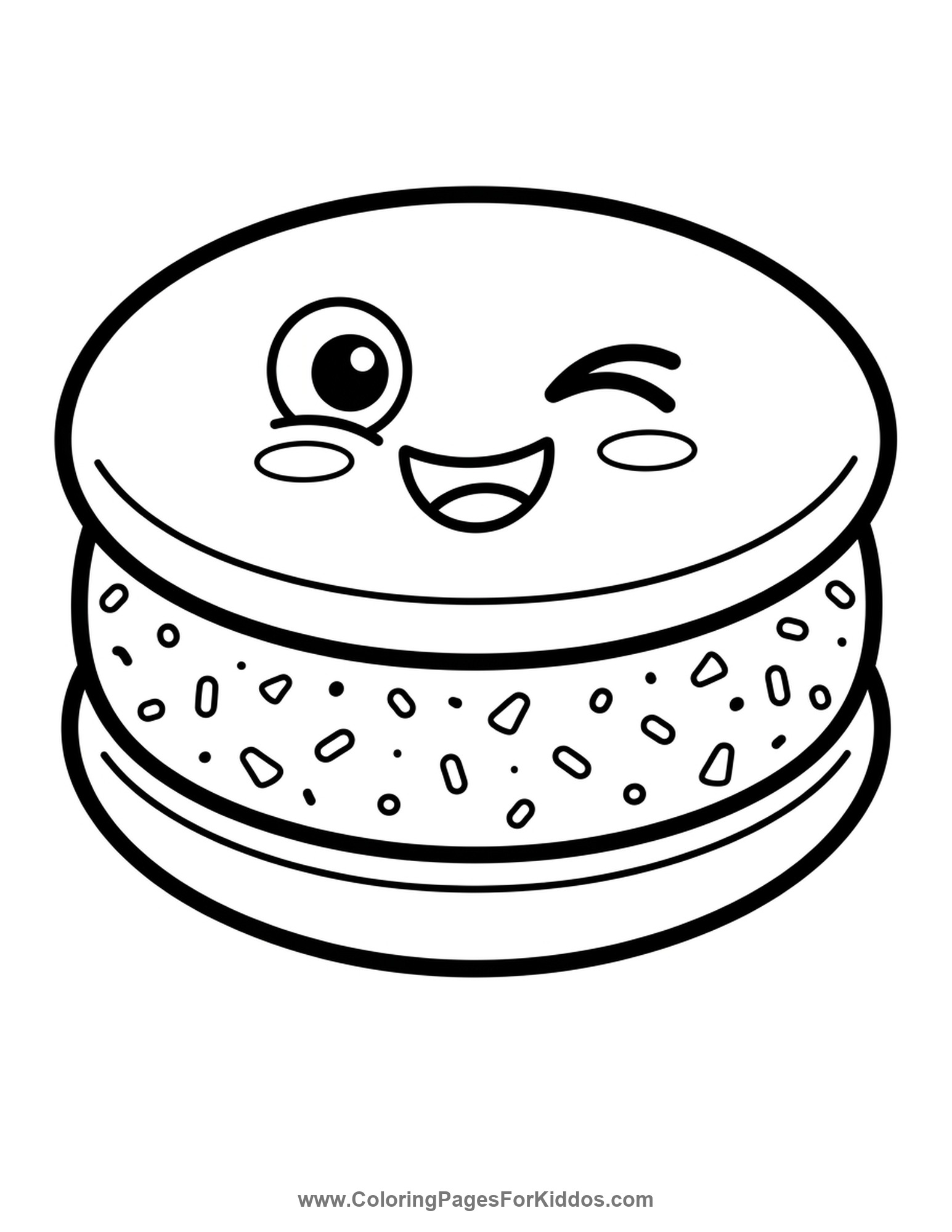 Smiling Ice Cream Sandwich coloring page