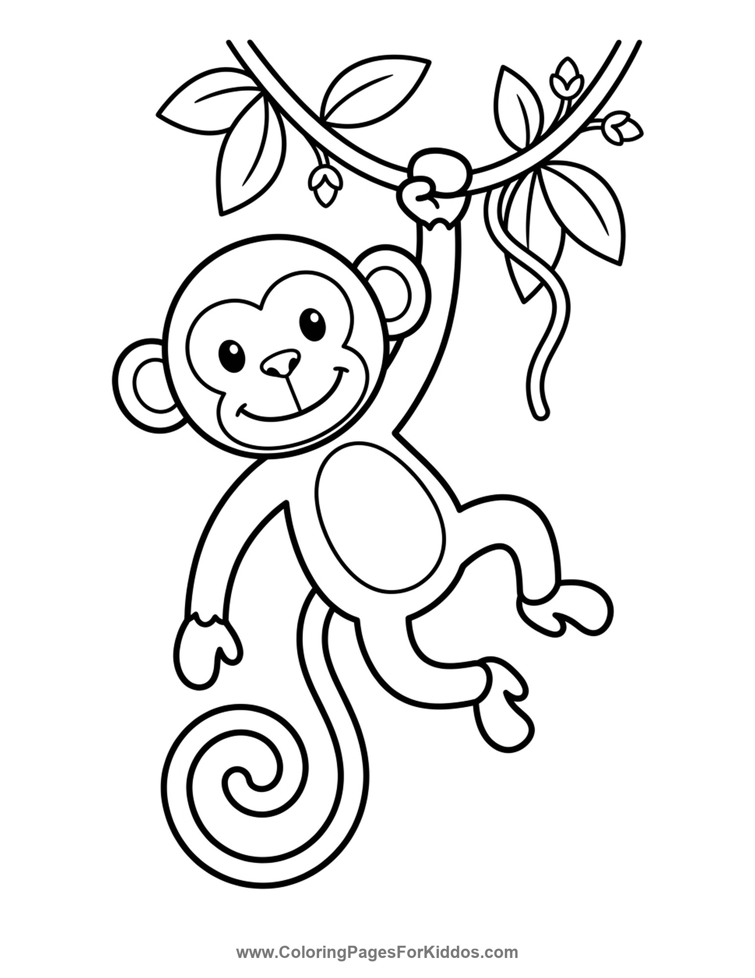 Happy Swinging Monkey coloring page