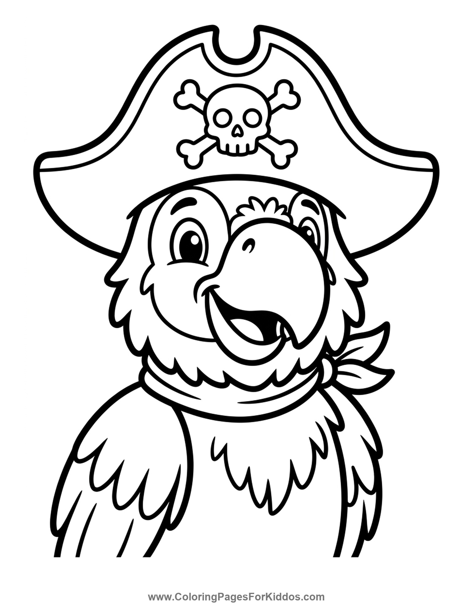 Parrot With A Pirate Hat coloring page