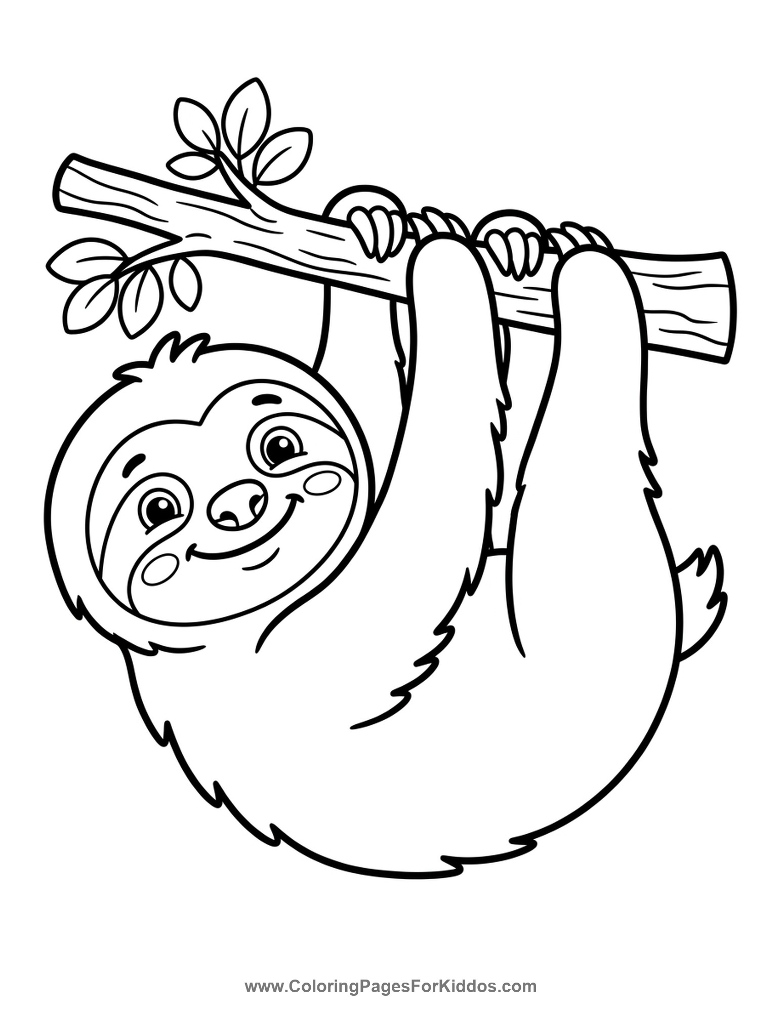 Sleepy Hanging Sloth coloring page