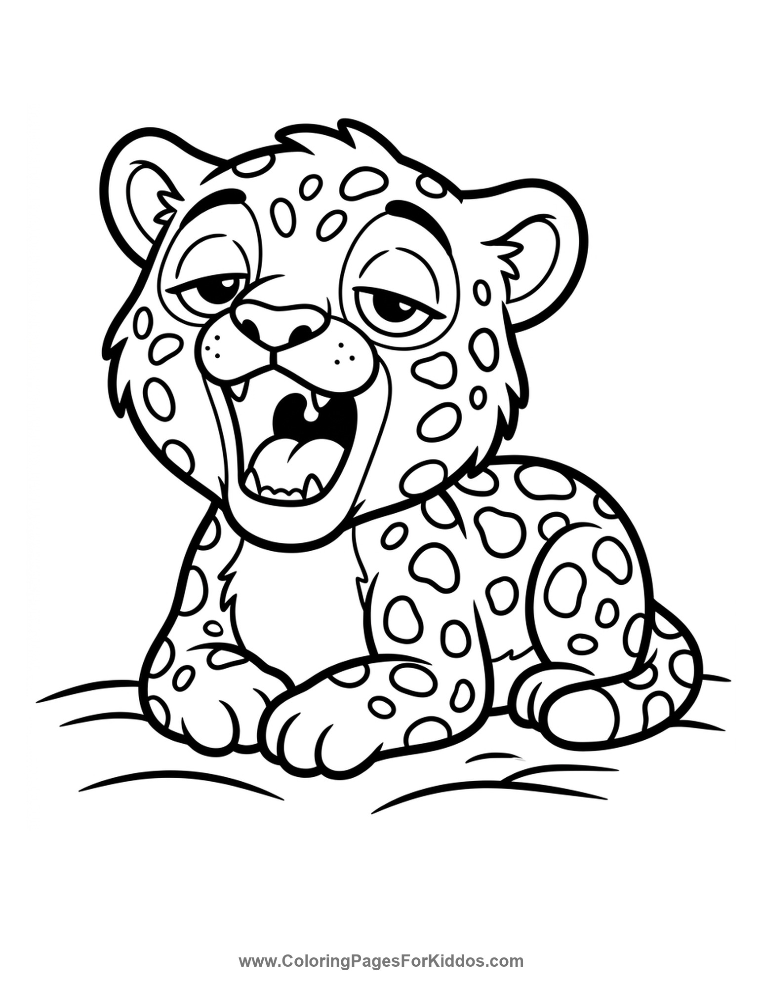 Yawning Jaguar Cub coloring page