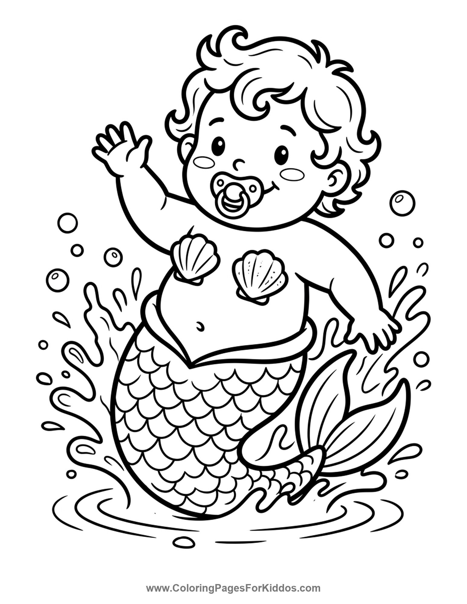 Cute Baby Mermaid coloring page