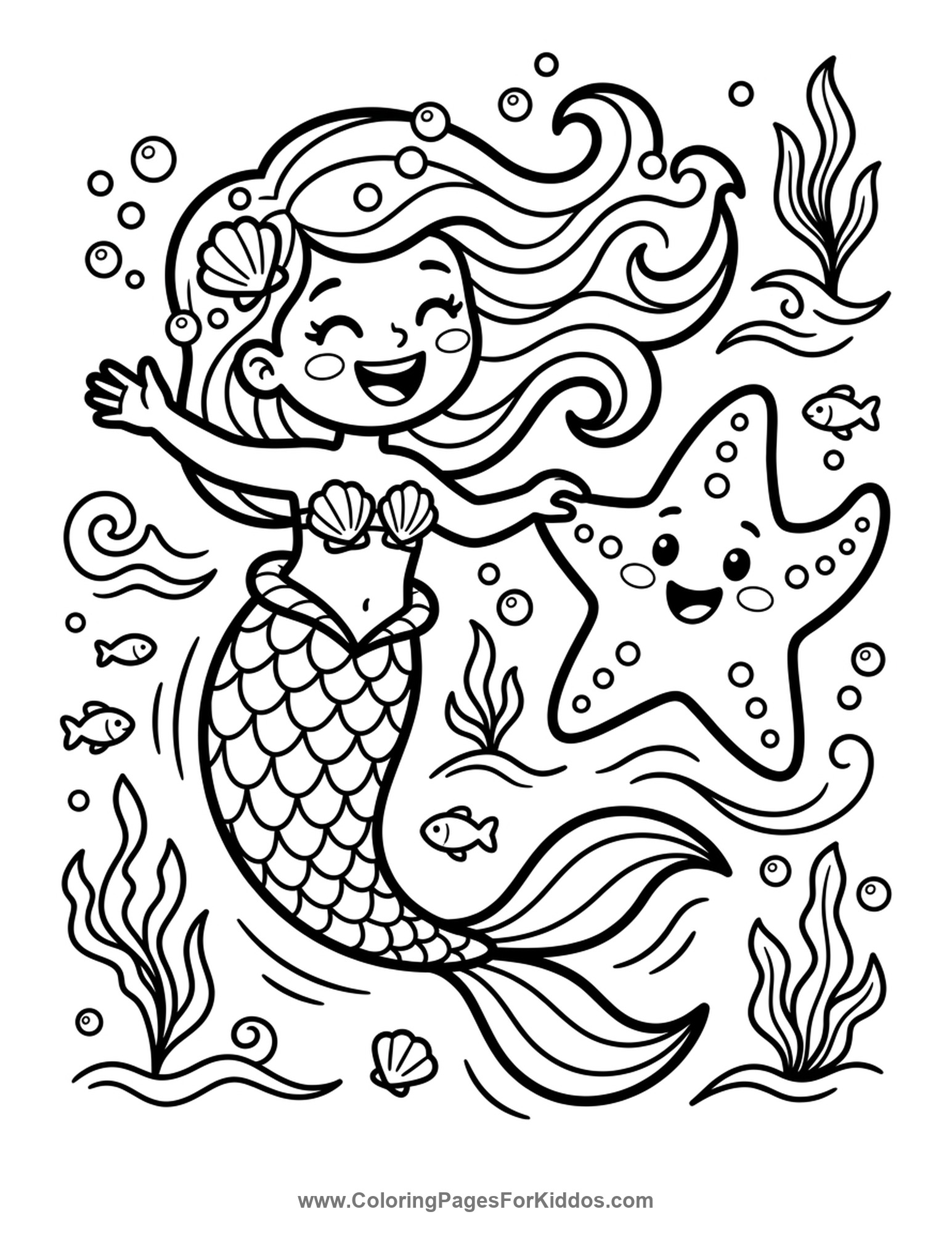 Dancing With A Starfish coloring page