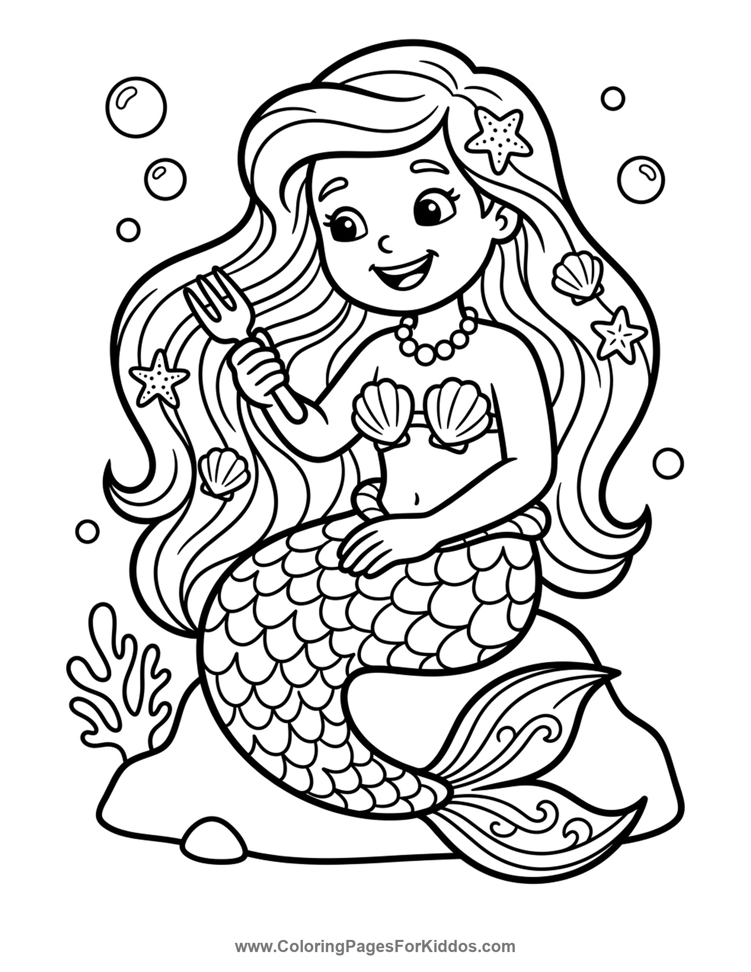 Mermaid Brushing Her Hair coloring page