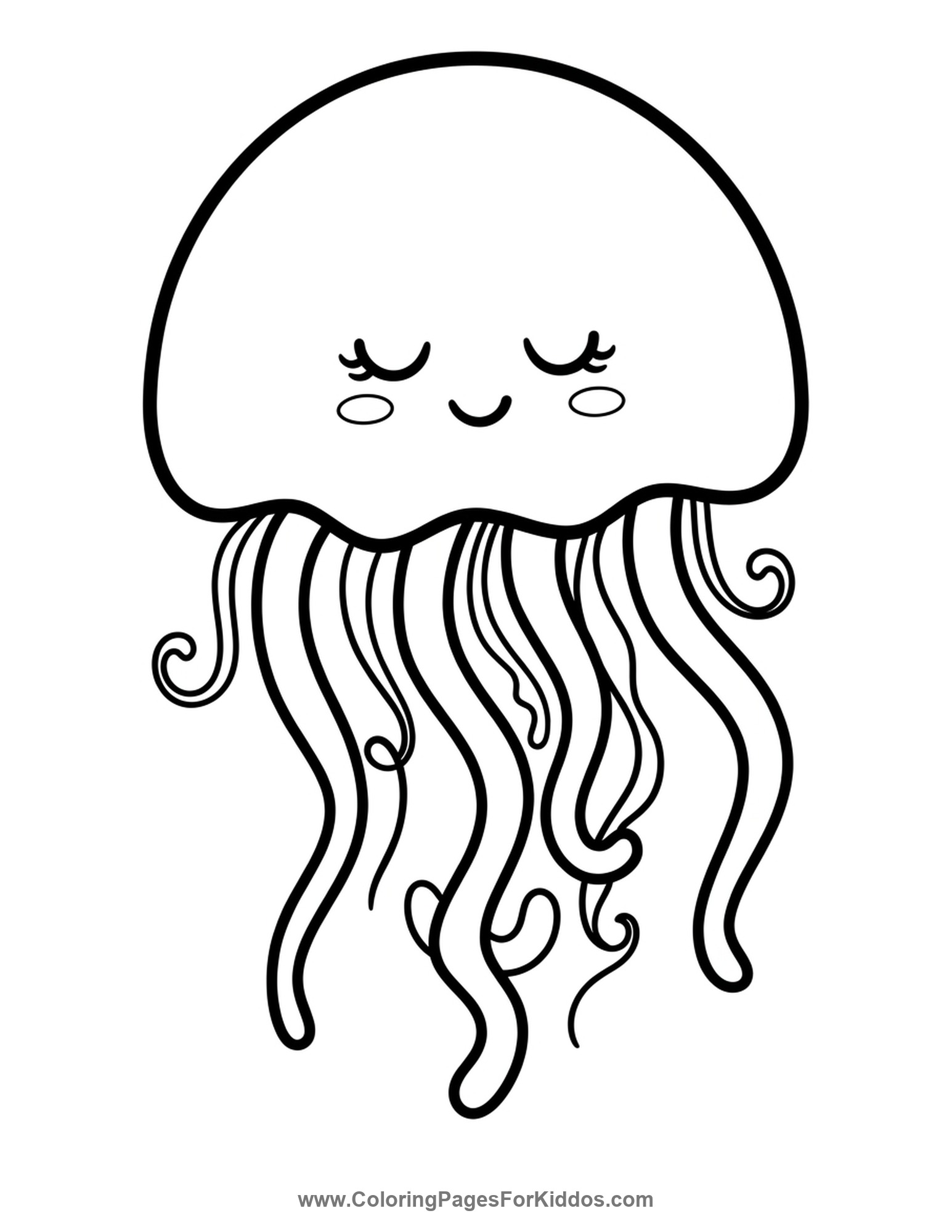 Floating Bell-Shaped Jellyfish coloring page