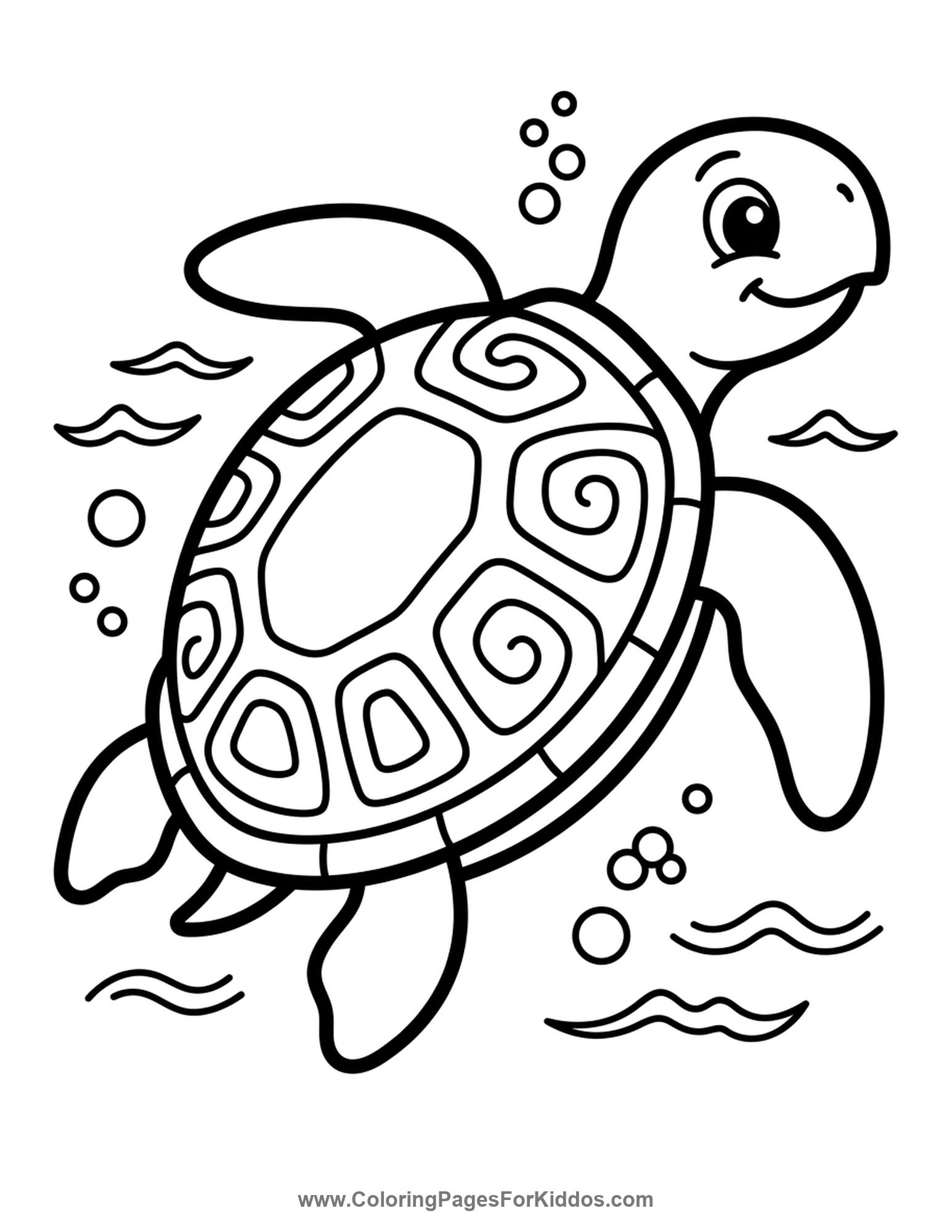 Gentle Swimming Sea Turtle coloring page