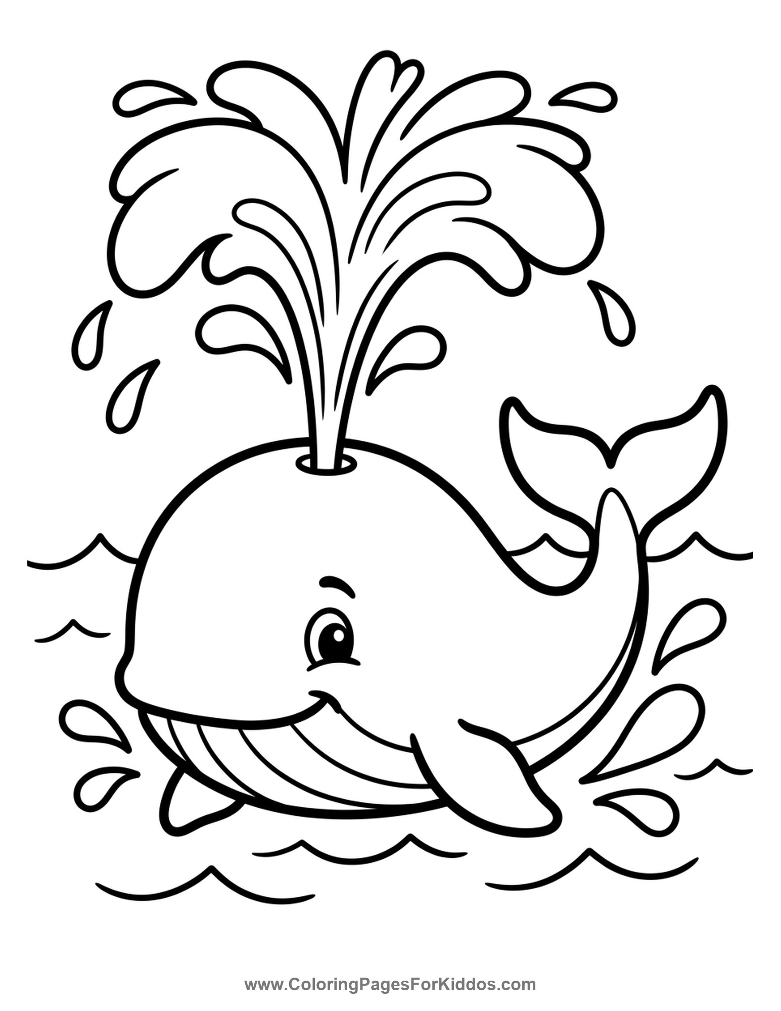 Giant Whale Spouting Water coloring page