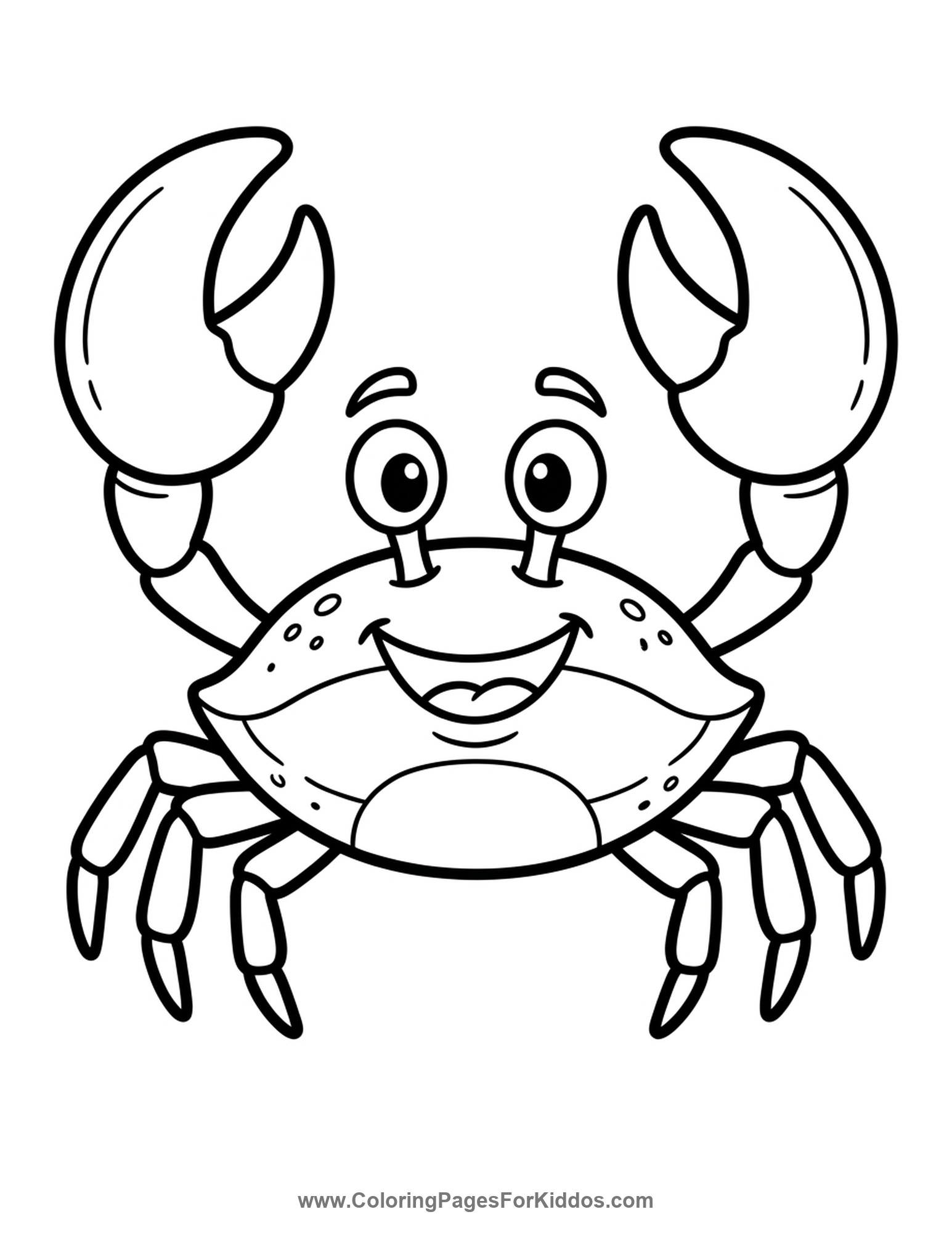 Happy Crab With Big Claws coloring page