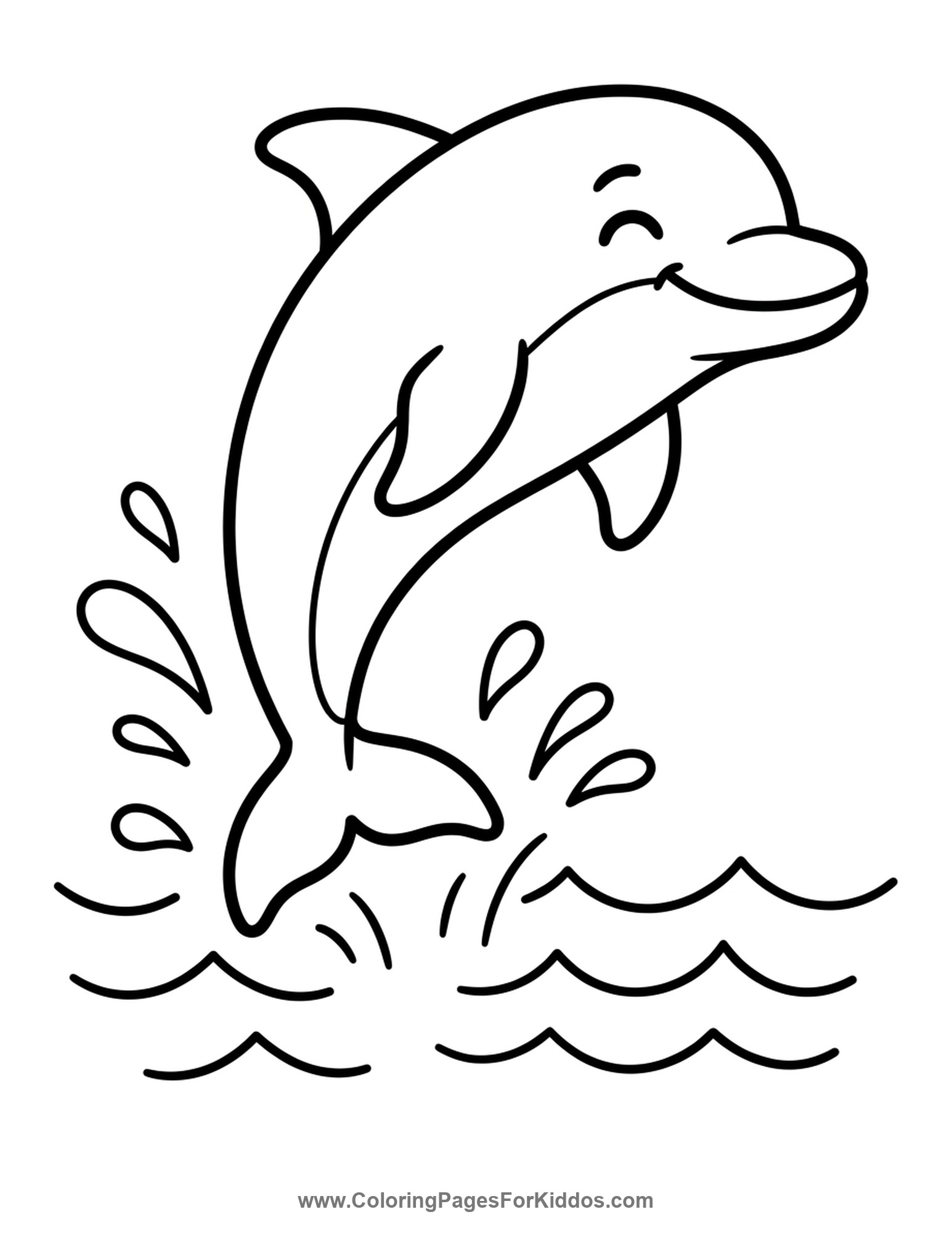 Happy Jumping Dolphin coloring page