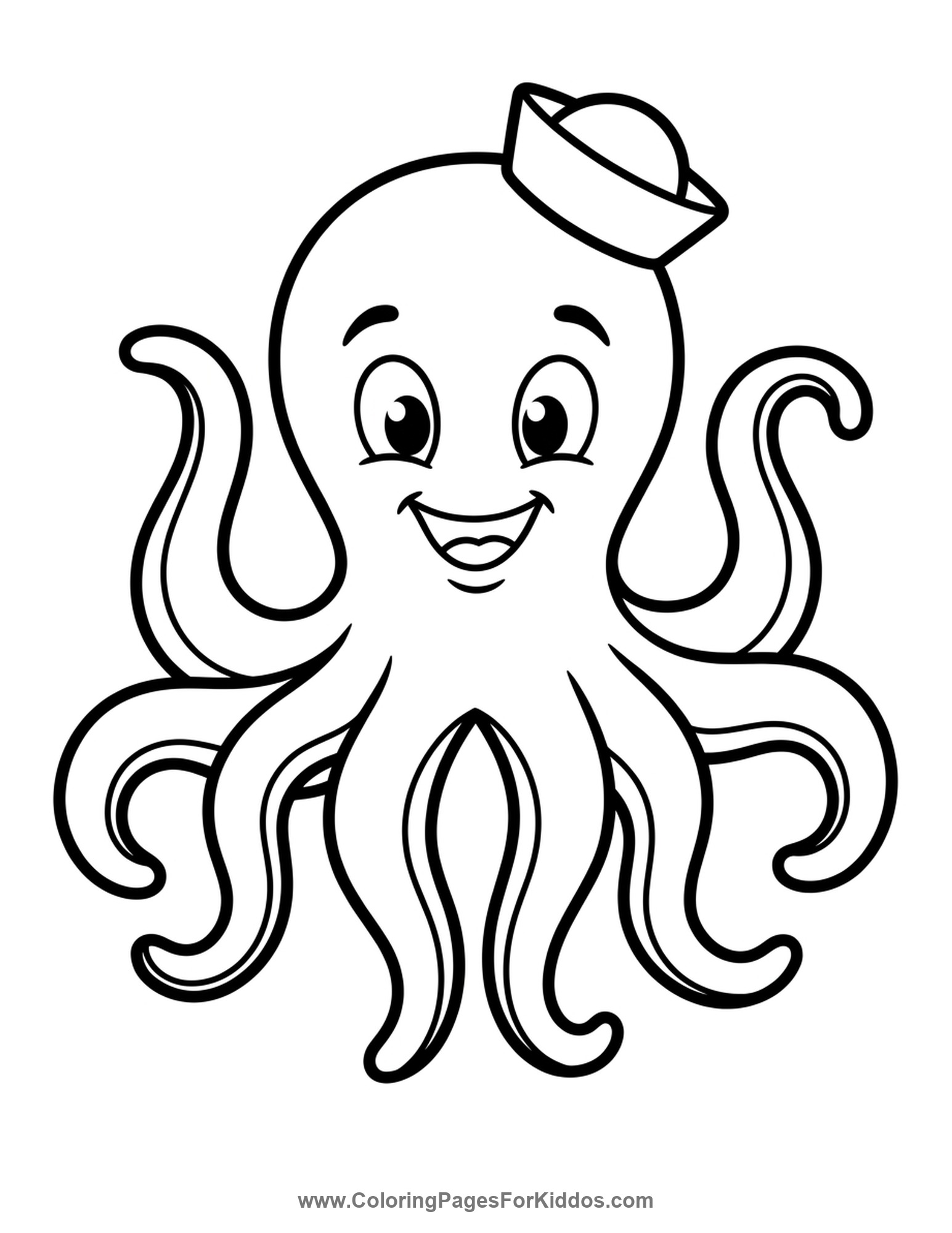 Octopus Wearing A Hat coloring page