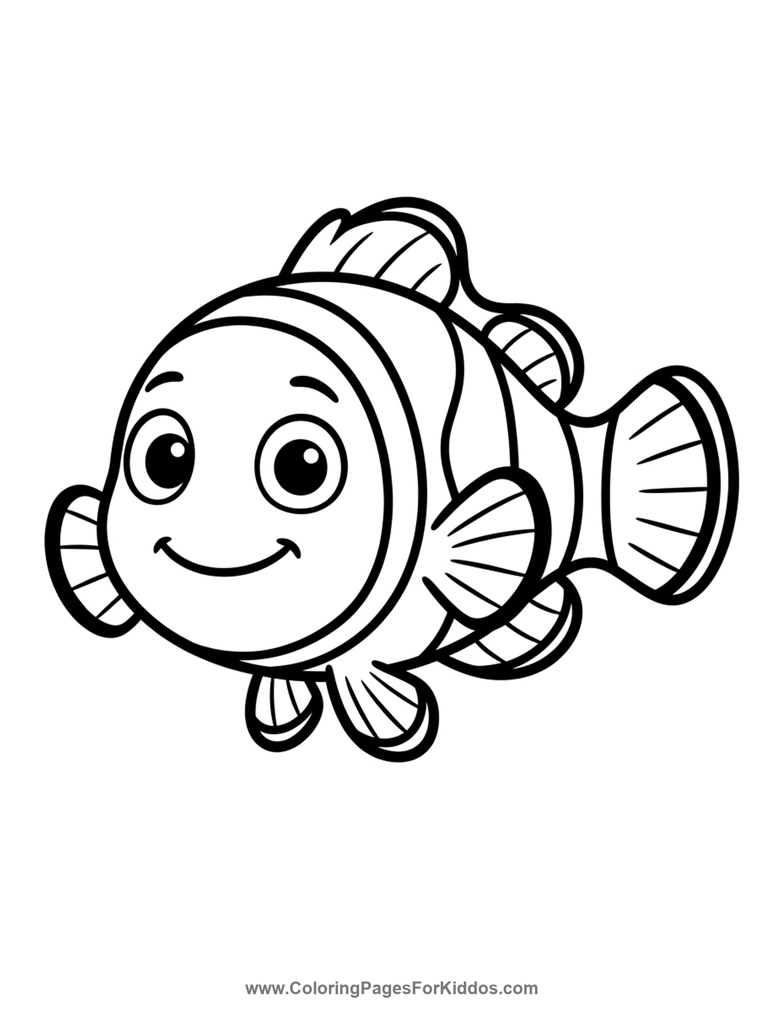Smiling Little Clownfish coloring page