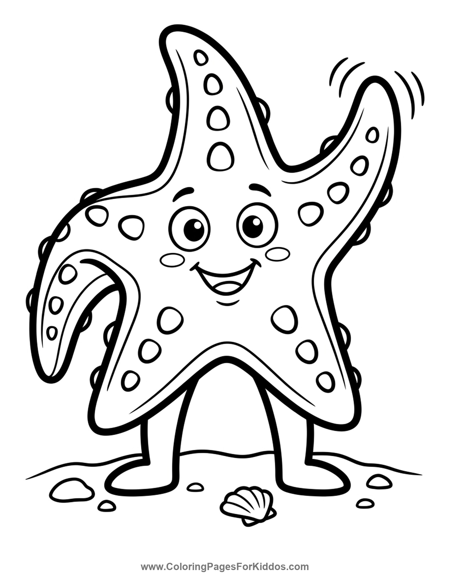 Waving Starfish Friend coloring page