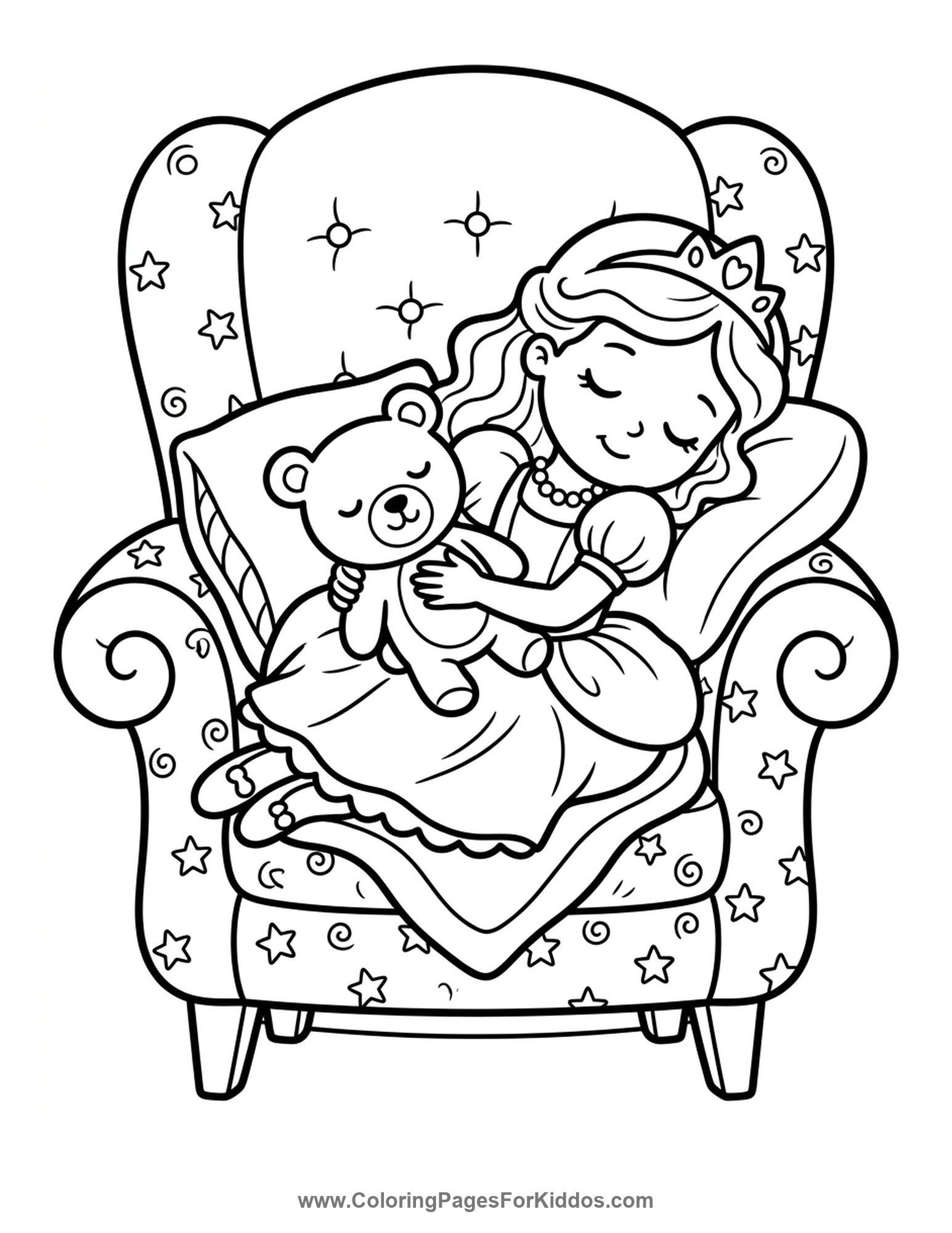 The Sleeping Little Princess coloring page