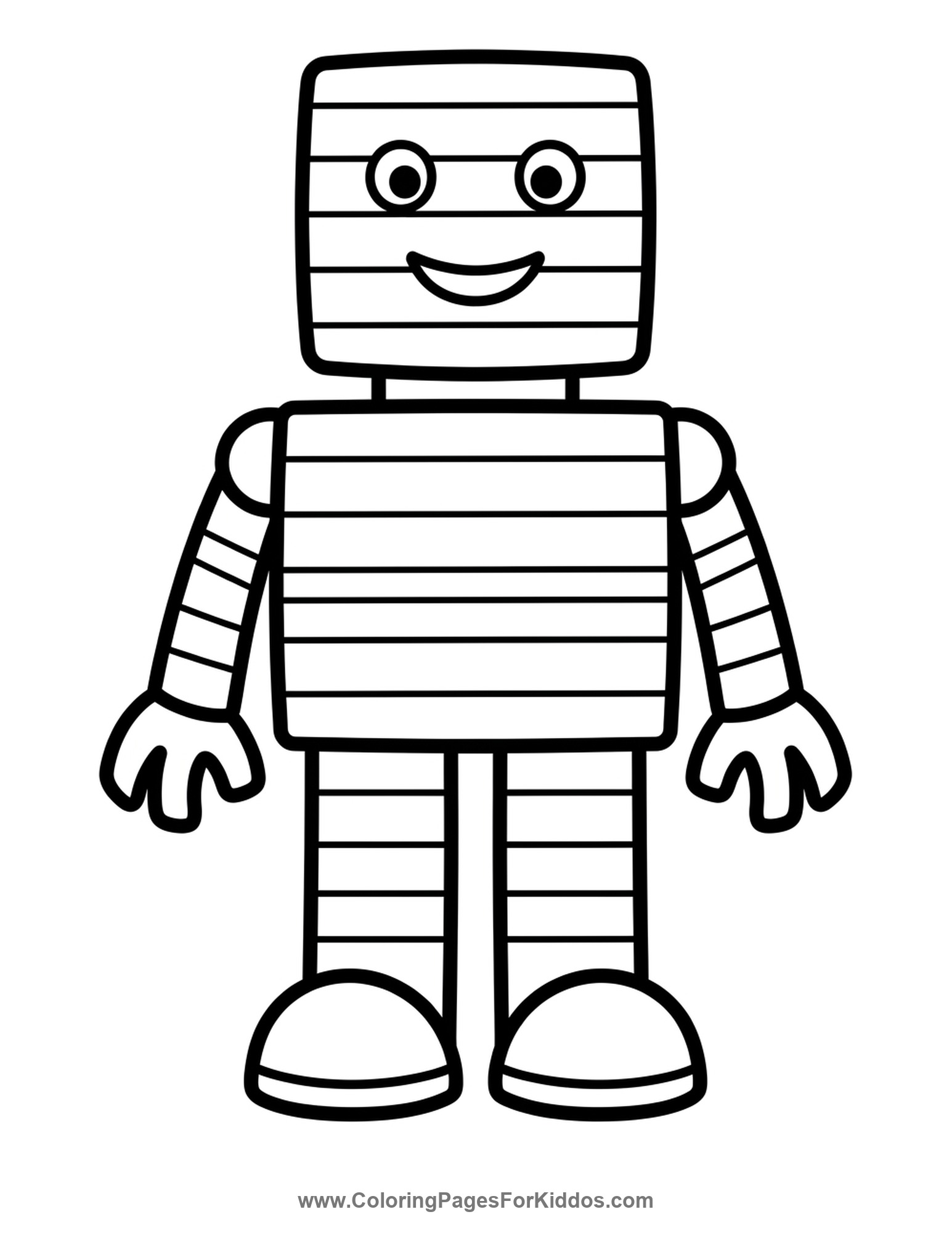 Cute Striped Rainbow Robot coloring page