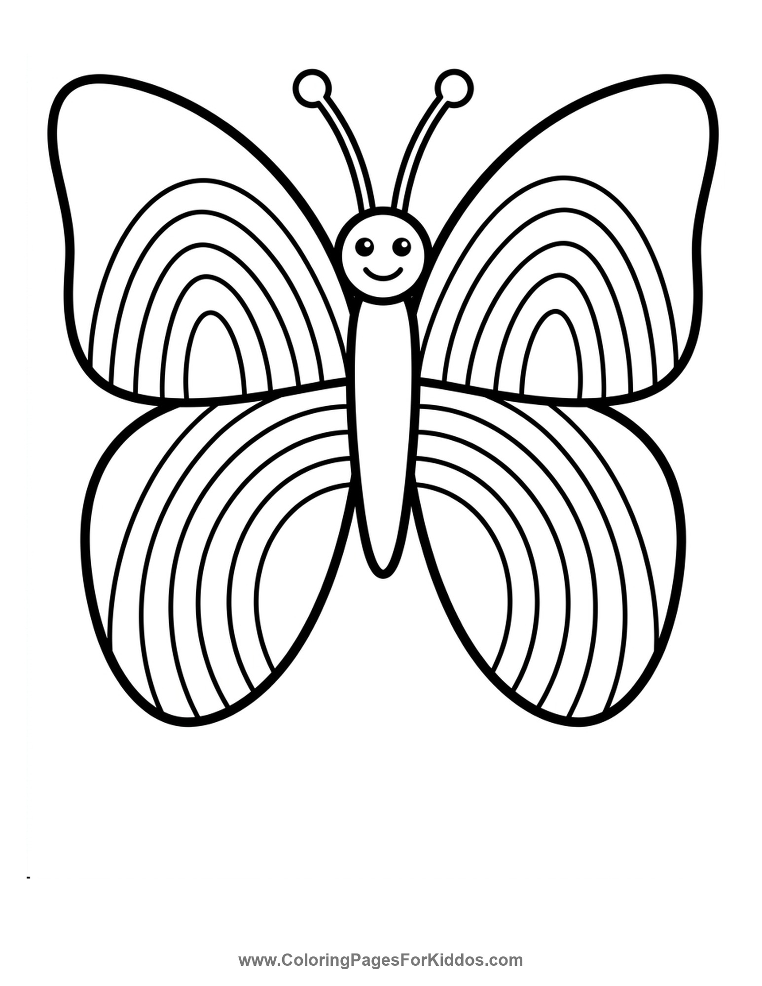 Symmetrical Rainbow Butterfly coloring page