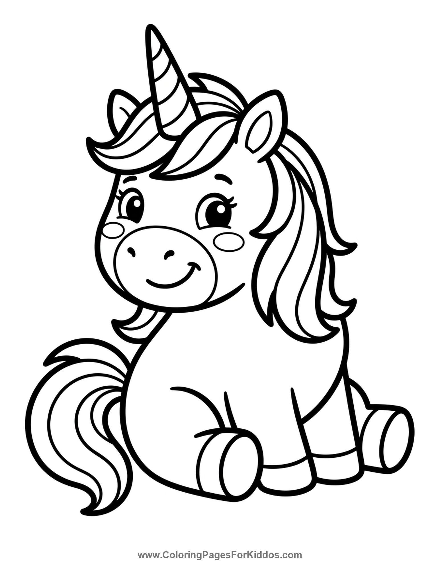 Unicorn With A Rainbow Horn coloring page