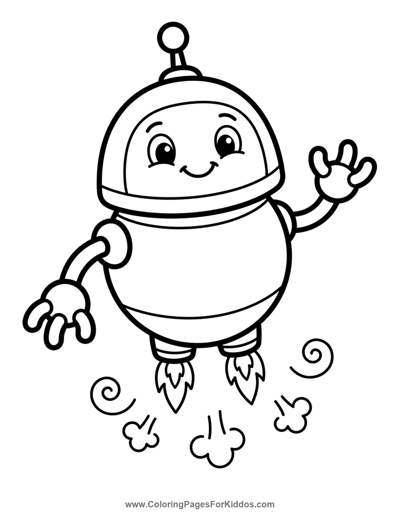 A Cute Flying Robot coloring page