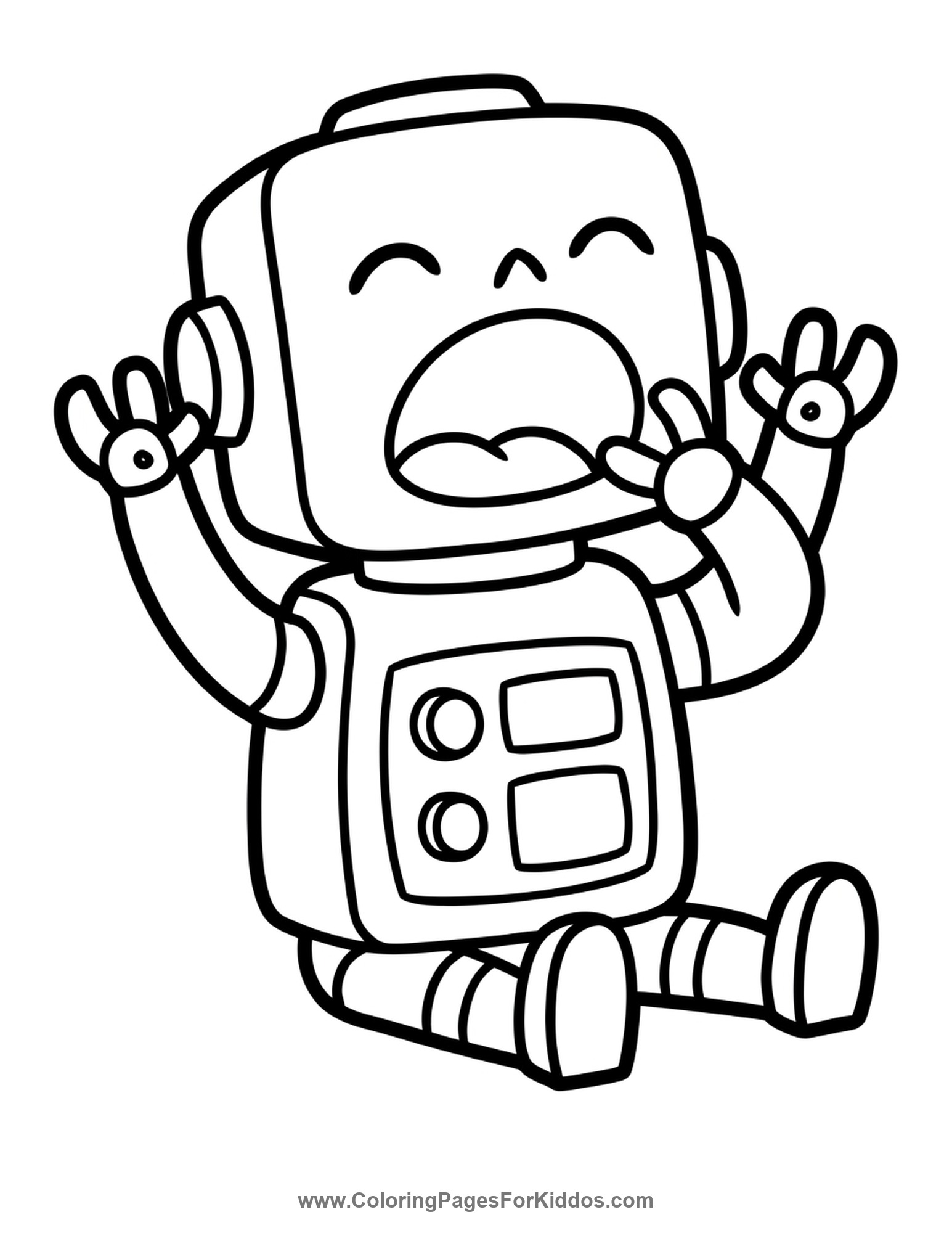 A Sleepy Little Robot coloring page