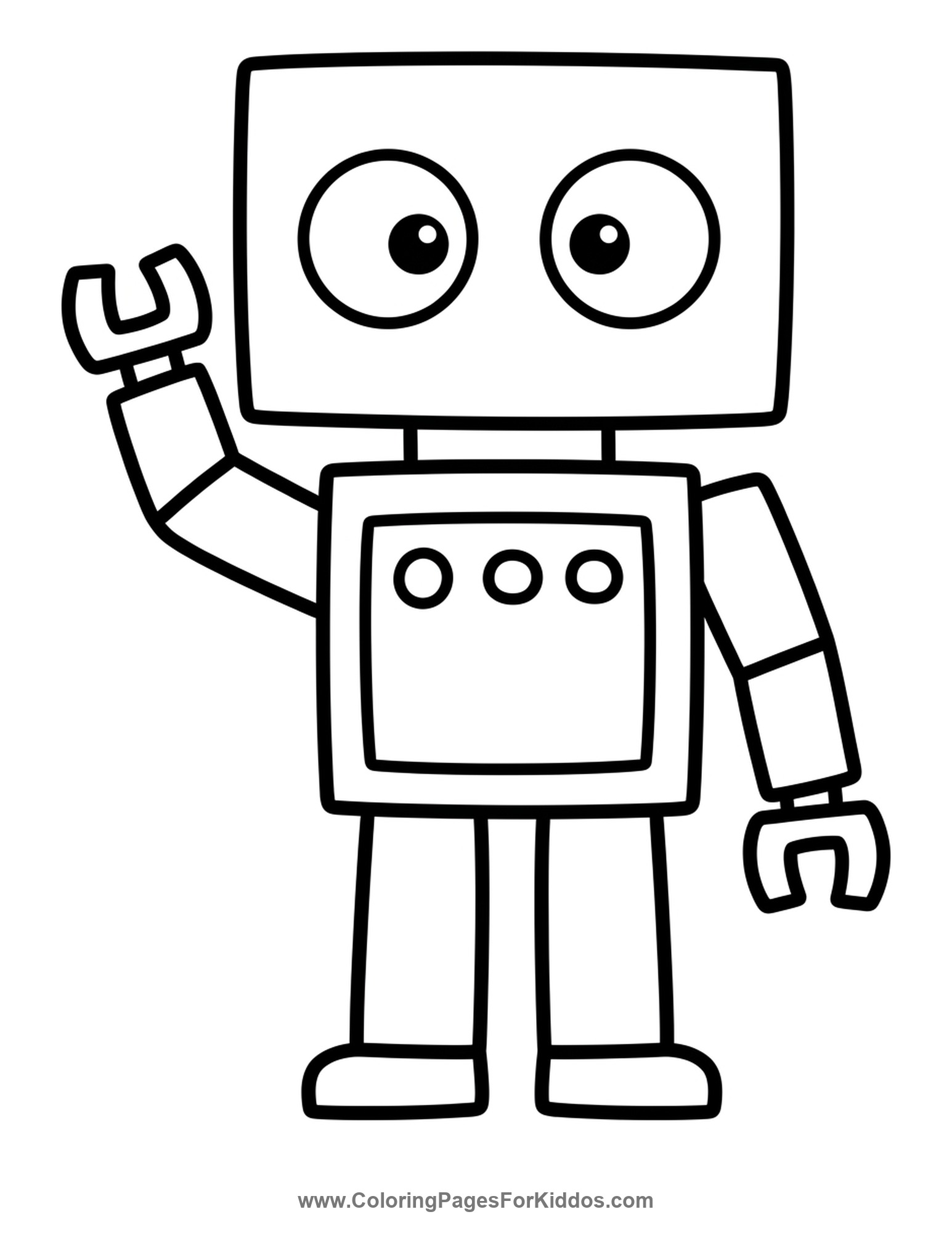 Friendly Square Robot coloring page