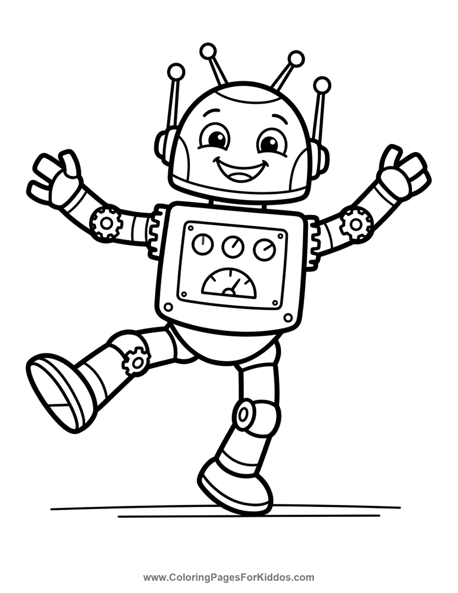 Robot Doing A Dance coloring page