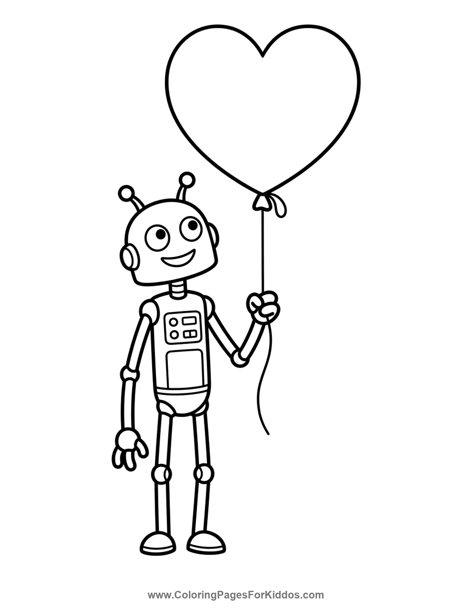 Robot With A Balloon coloring page