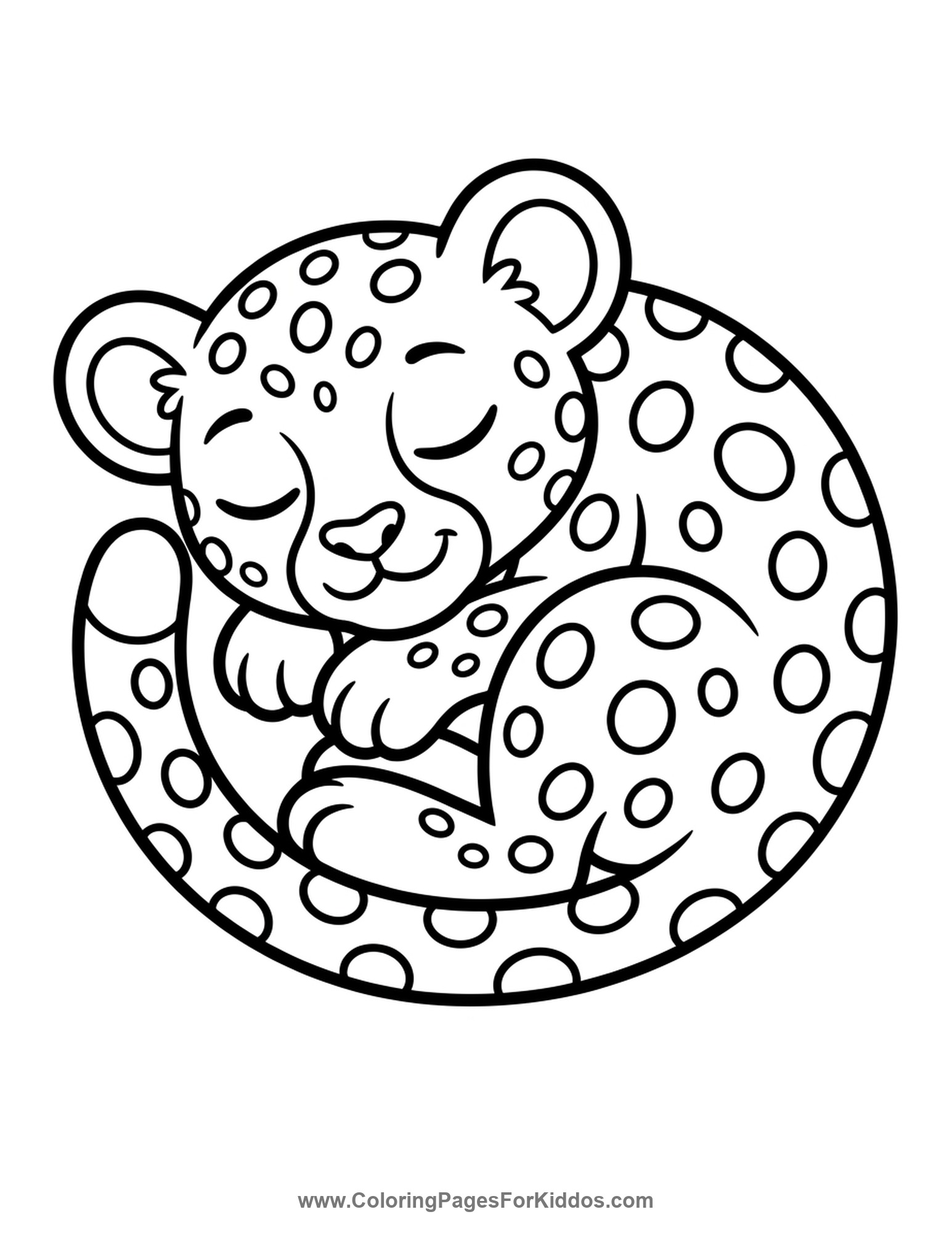Napping Spotted Cheetah coloring page