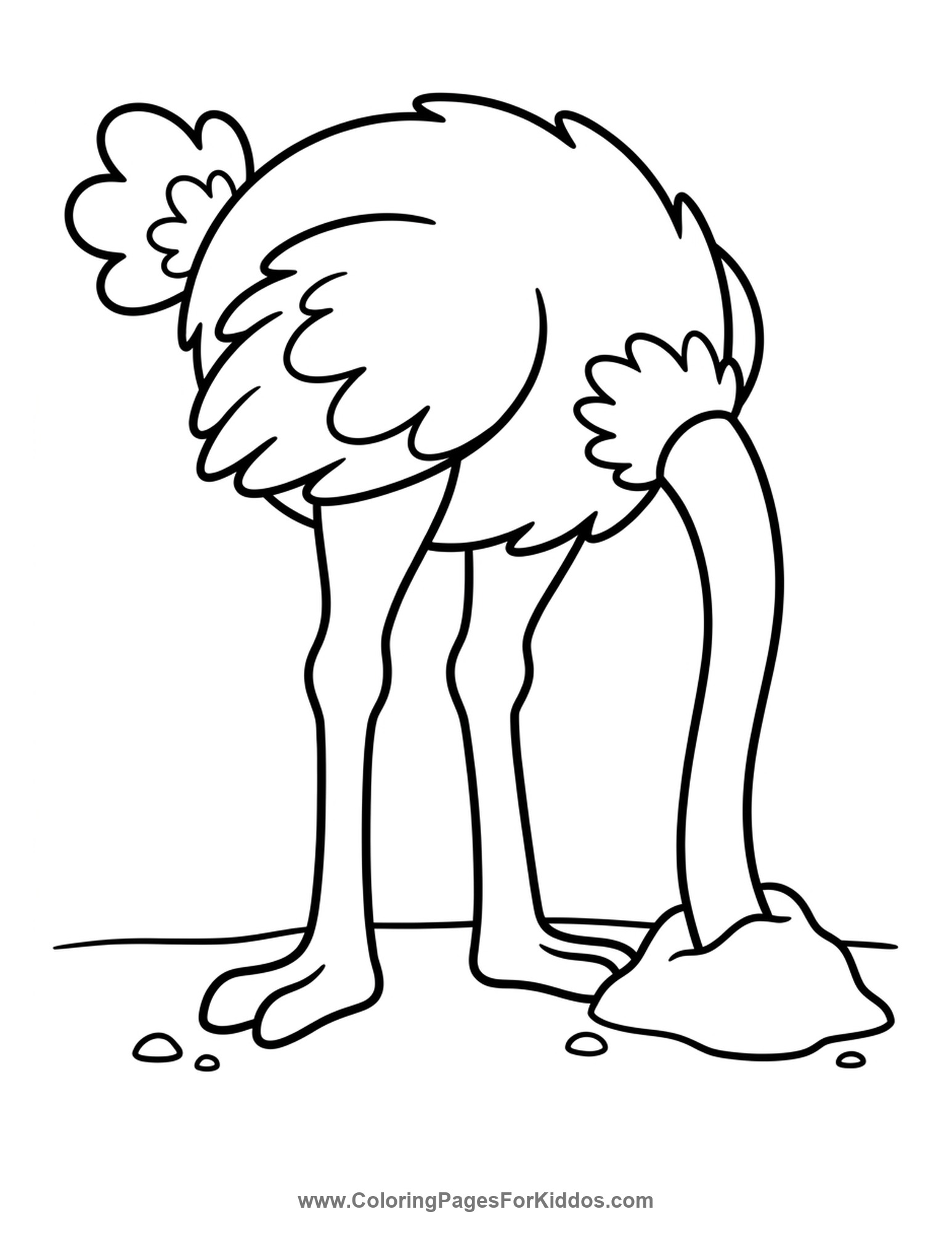 Ostrich Hiding Its Head coloring page