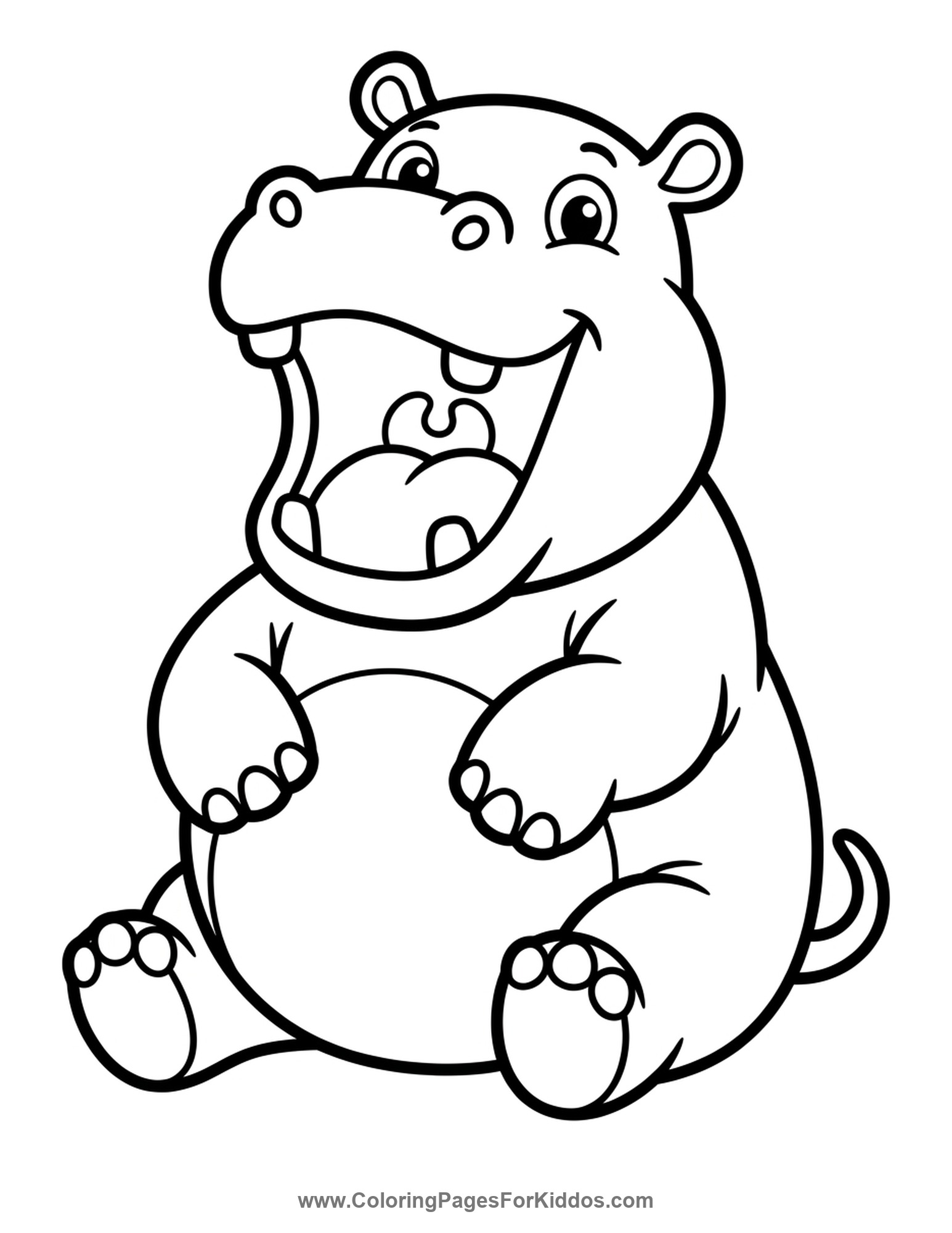 Sleepy Yawning Hippo coloring page