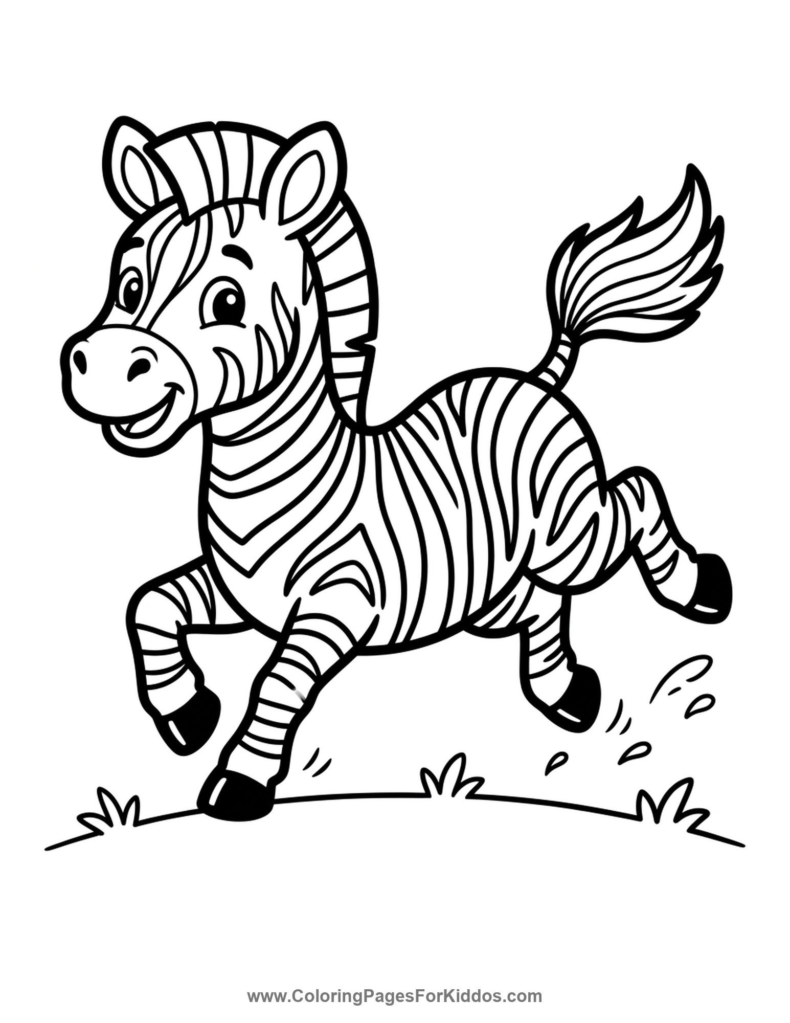 Zebra Galloping Away coloring page