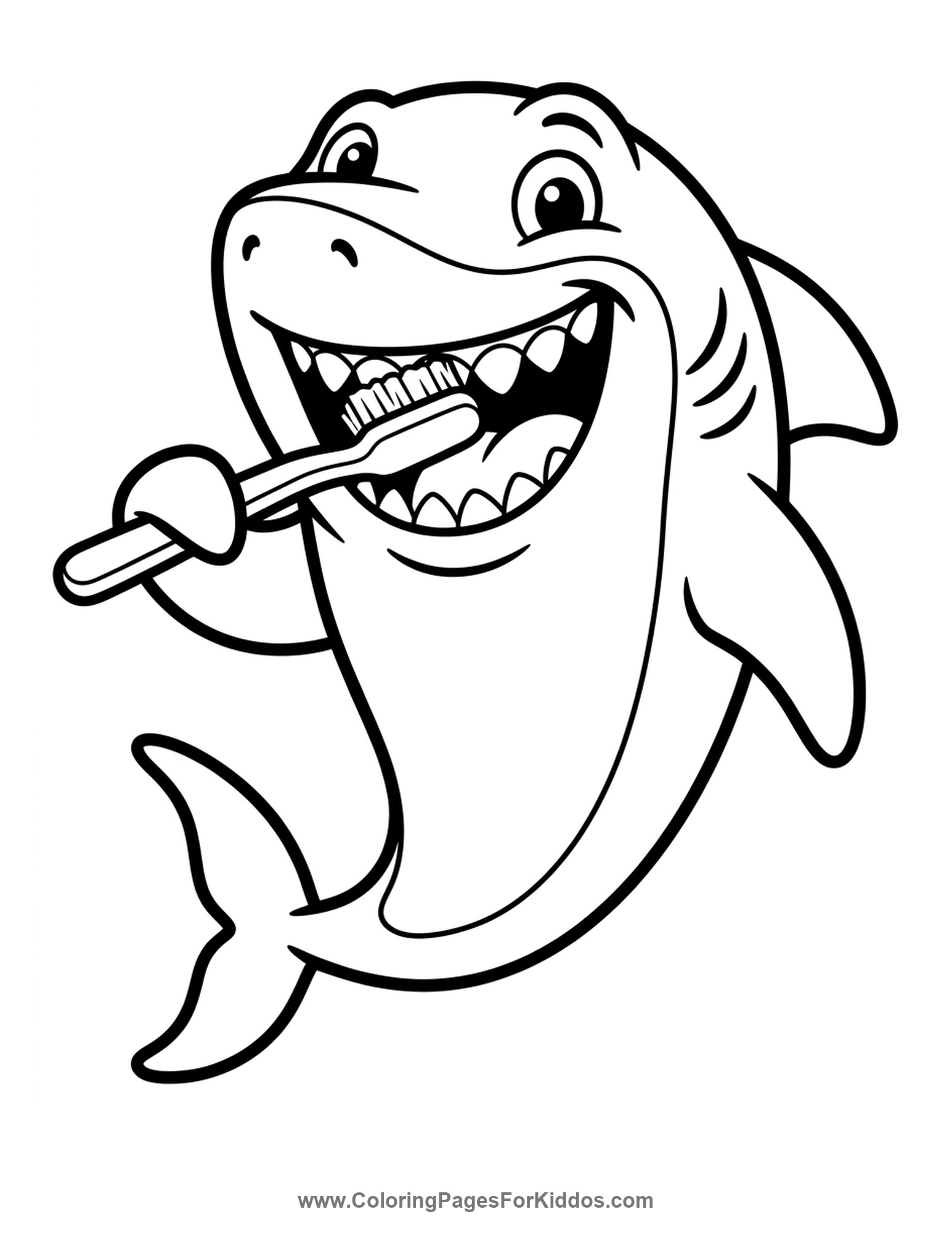 Shark Brushing Its Teeth coloring page
