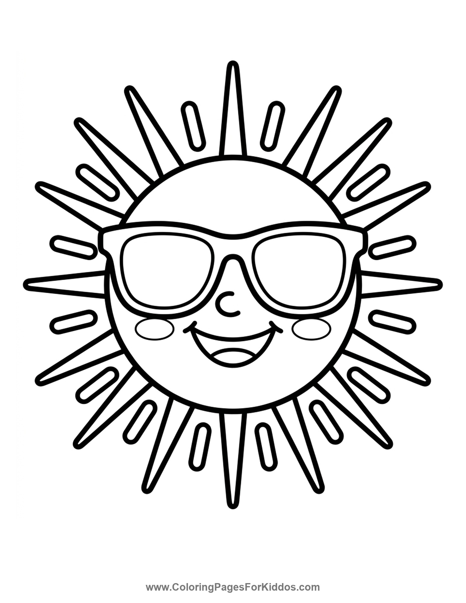 A Sun Wearing Sunglasses coloring page