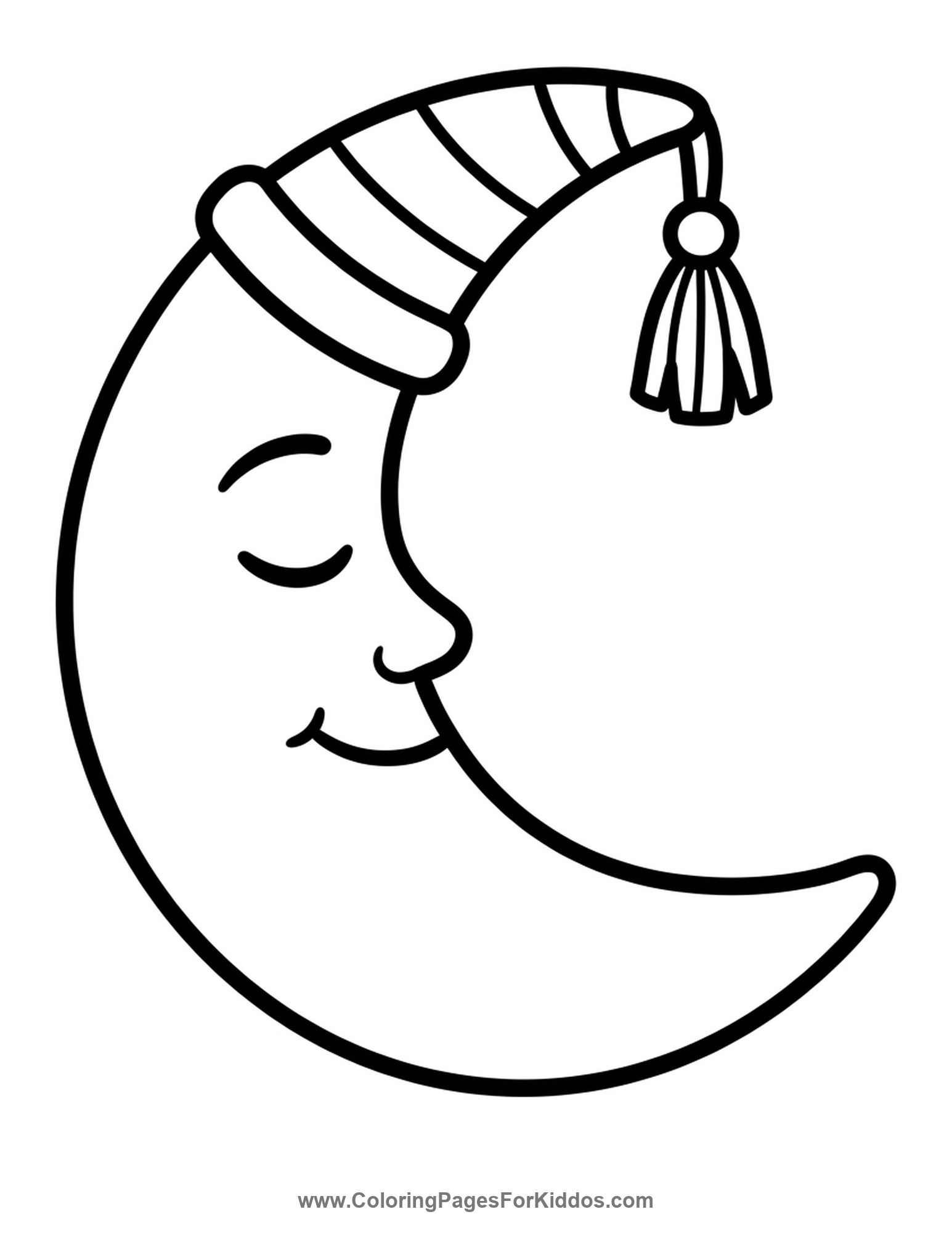 Sleepy Crescent Moon coloring page