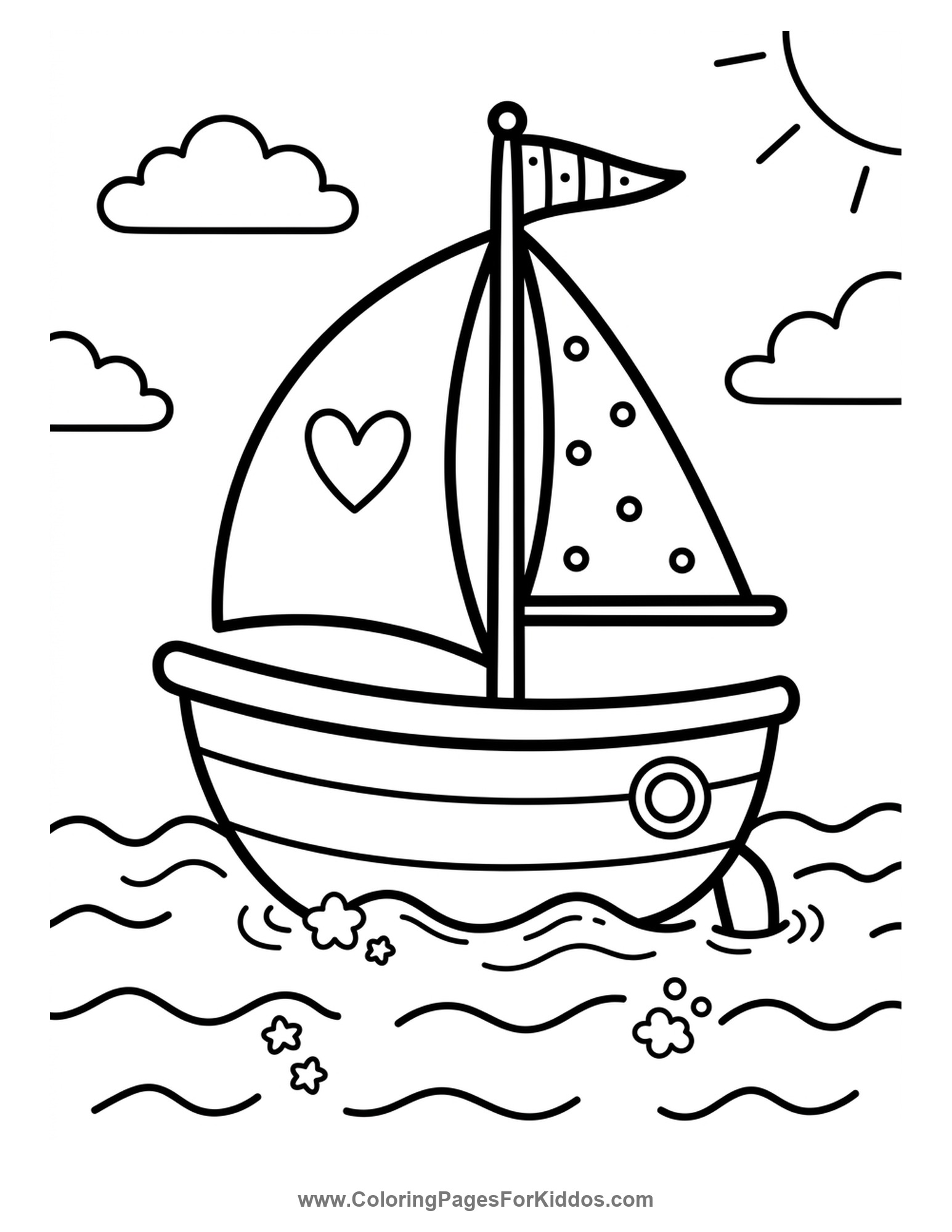 A Cute Little Sailboat coloring page