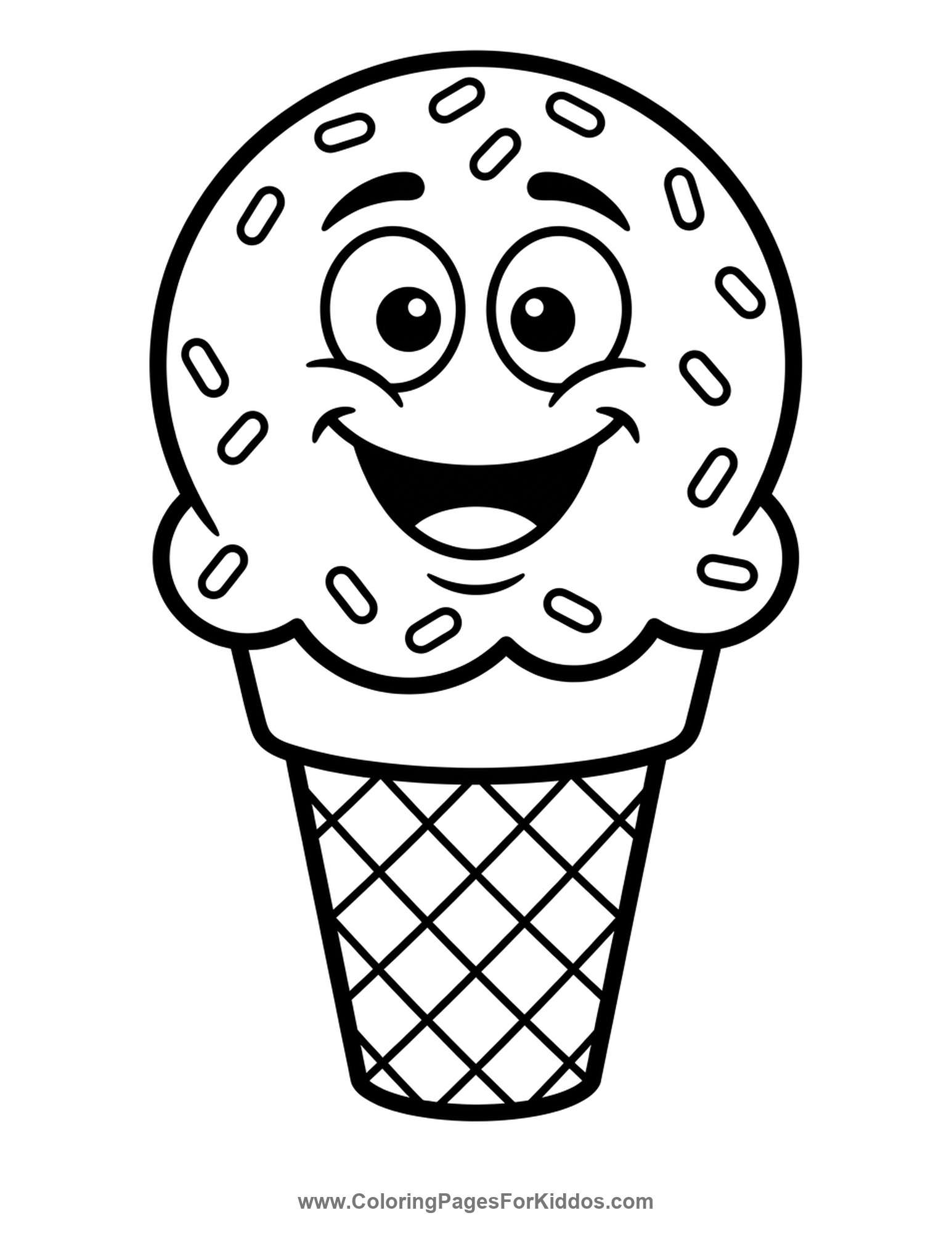 A Happy Ice Cream Cone coloring page